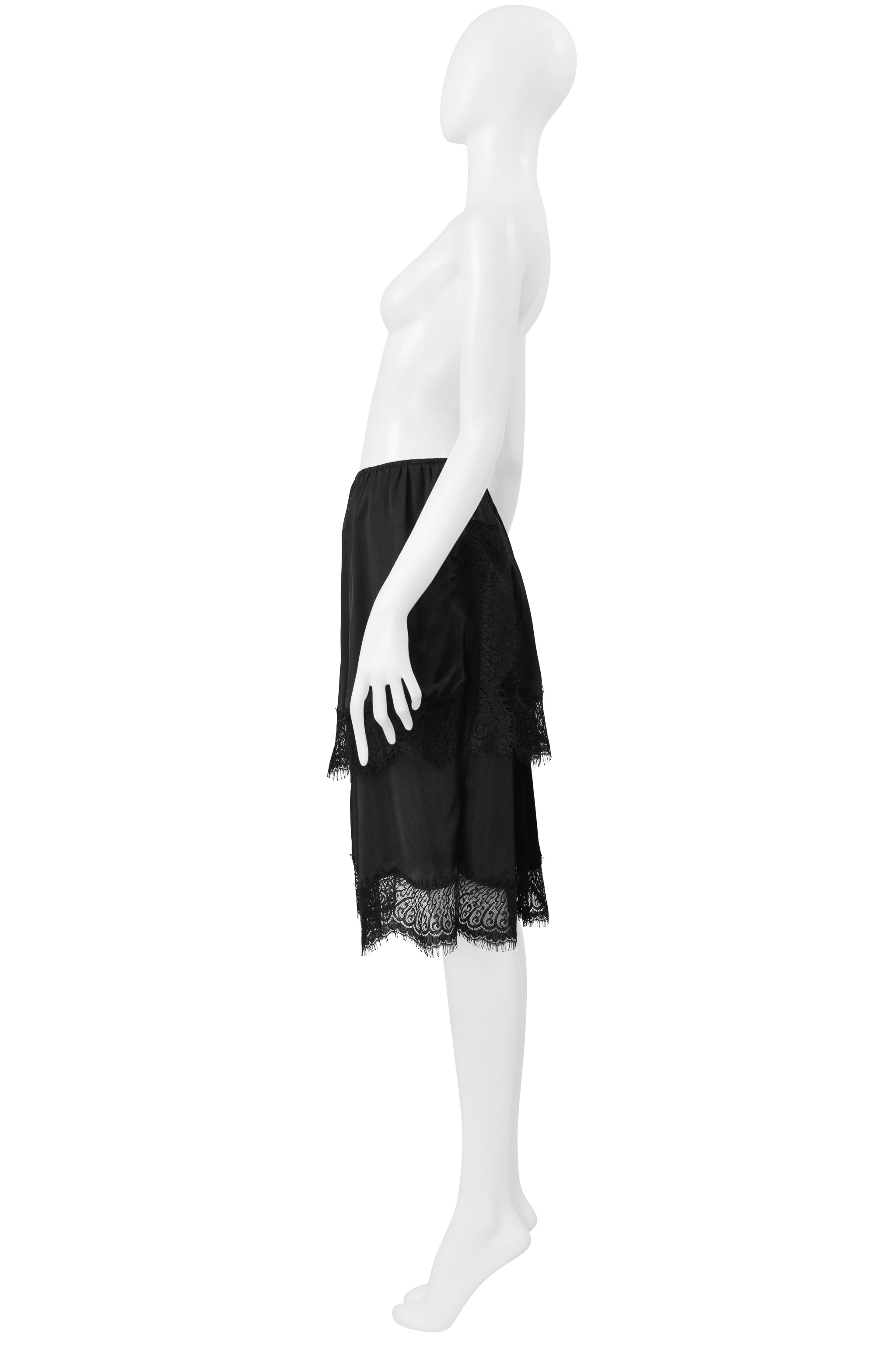 LANVIN BY ALBER ELBAZ BLACK LACE LAYERED SKIRT