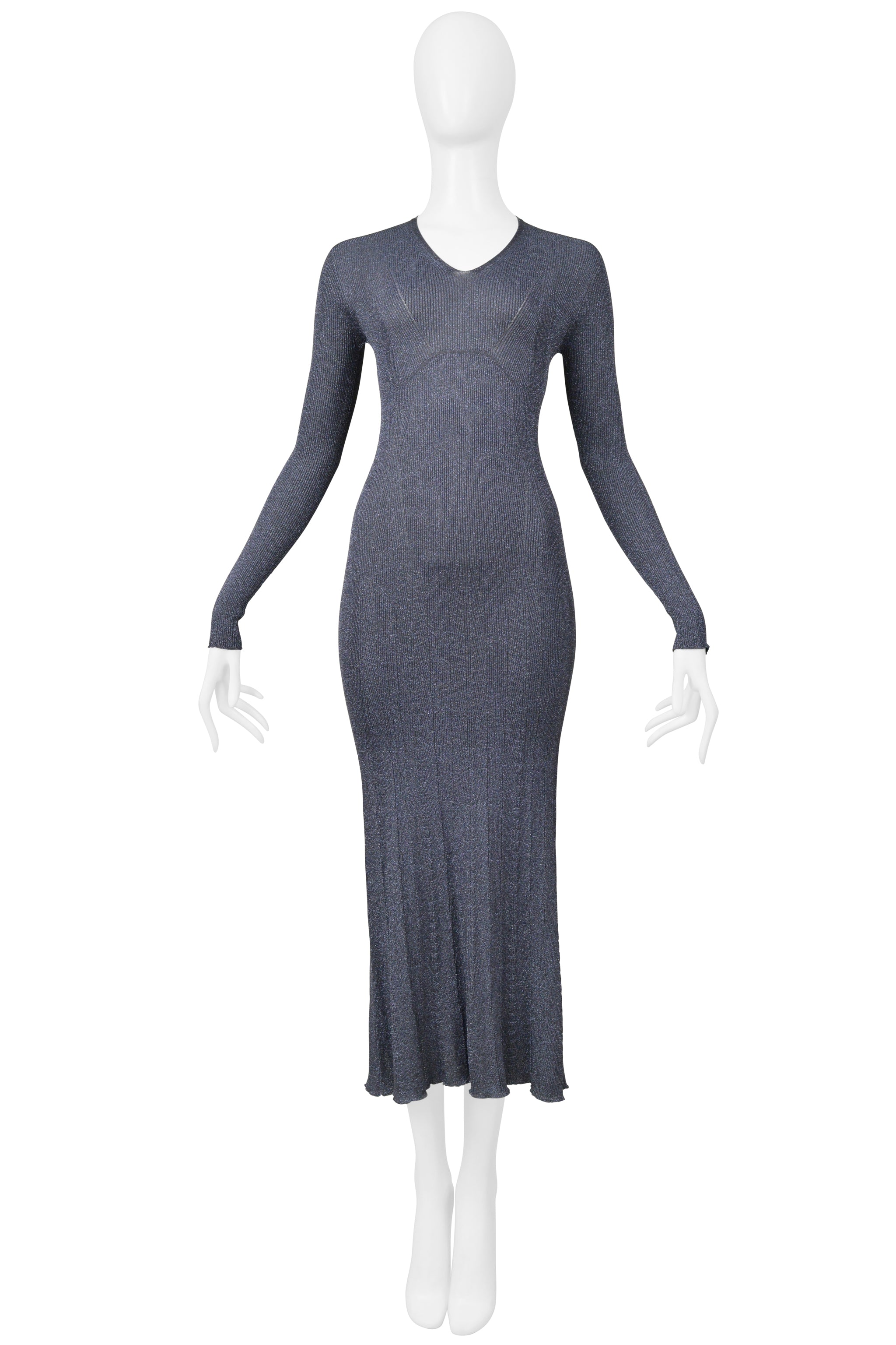 LANVIN BLUE METALLIC LUREX KNIT DRESS
