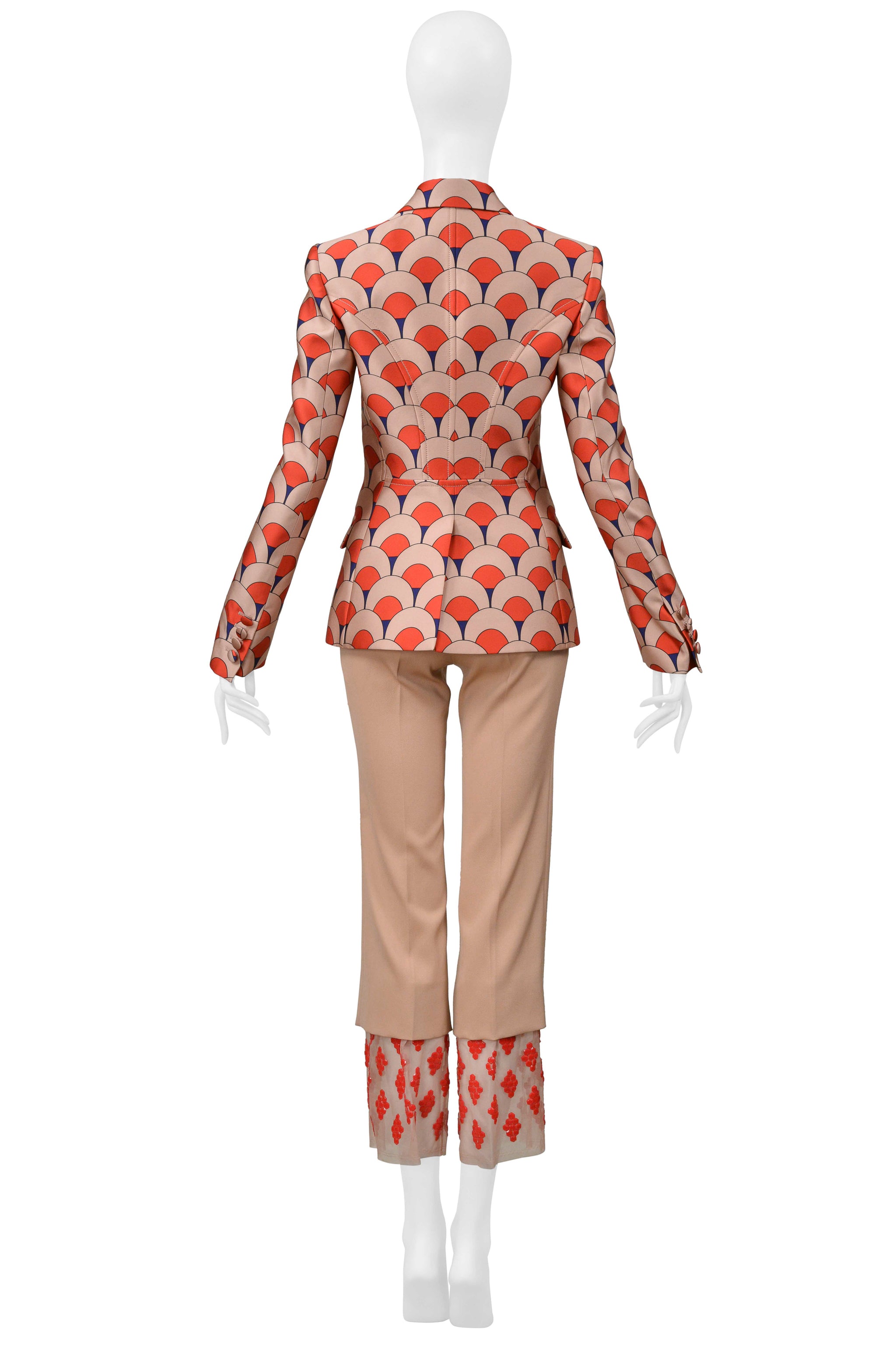 LANVIN PEACH & RED PRINT JACKET AND PANT SUIT ENSEMBLE NWTS 2022