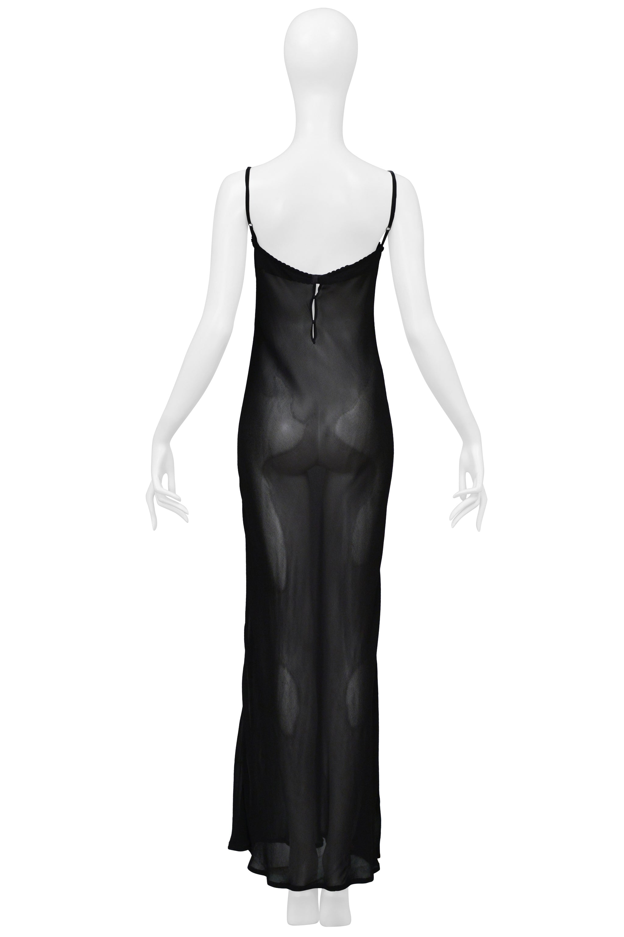 LOLITA LEMPICKA BLACK SHEER MAXI SLIP DRESS
