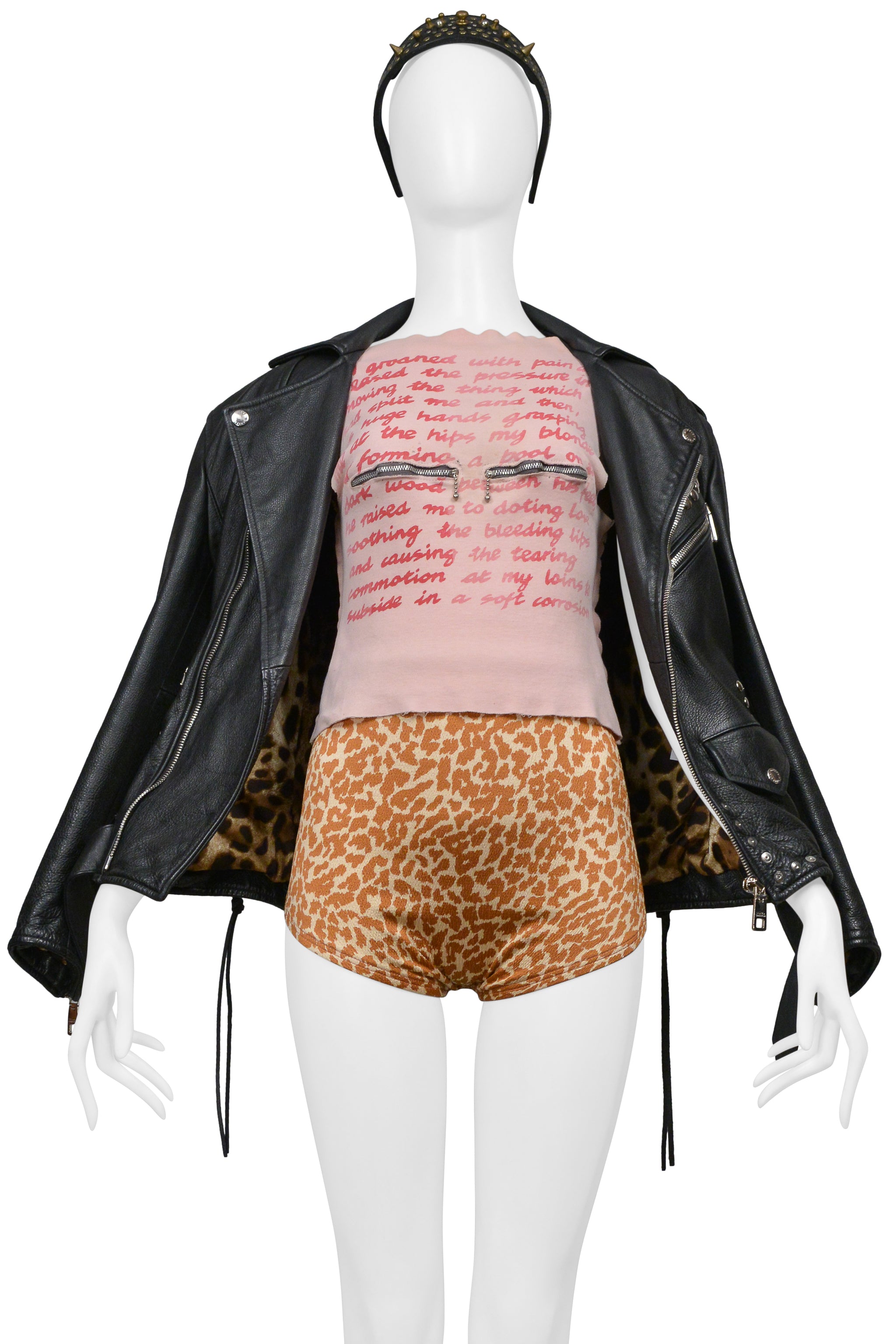 DOLCE & GABBANA BLACK OVERSIZED LEATHER JACKET WITH STUDS AND BELT 2022