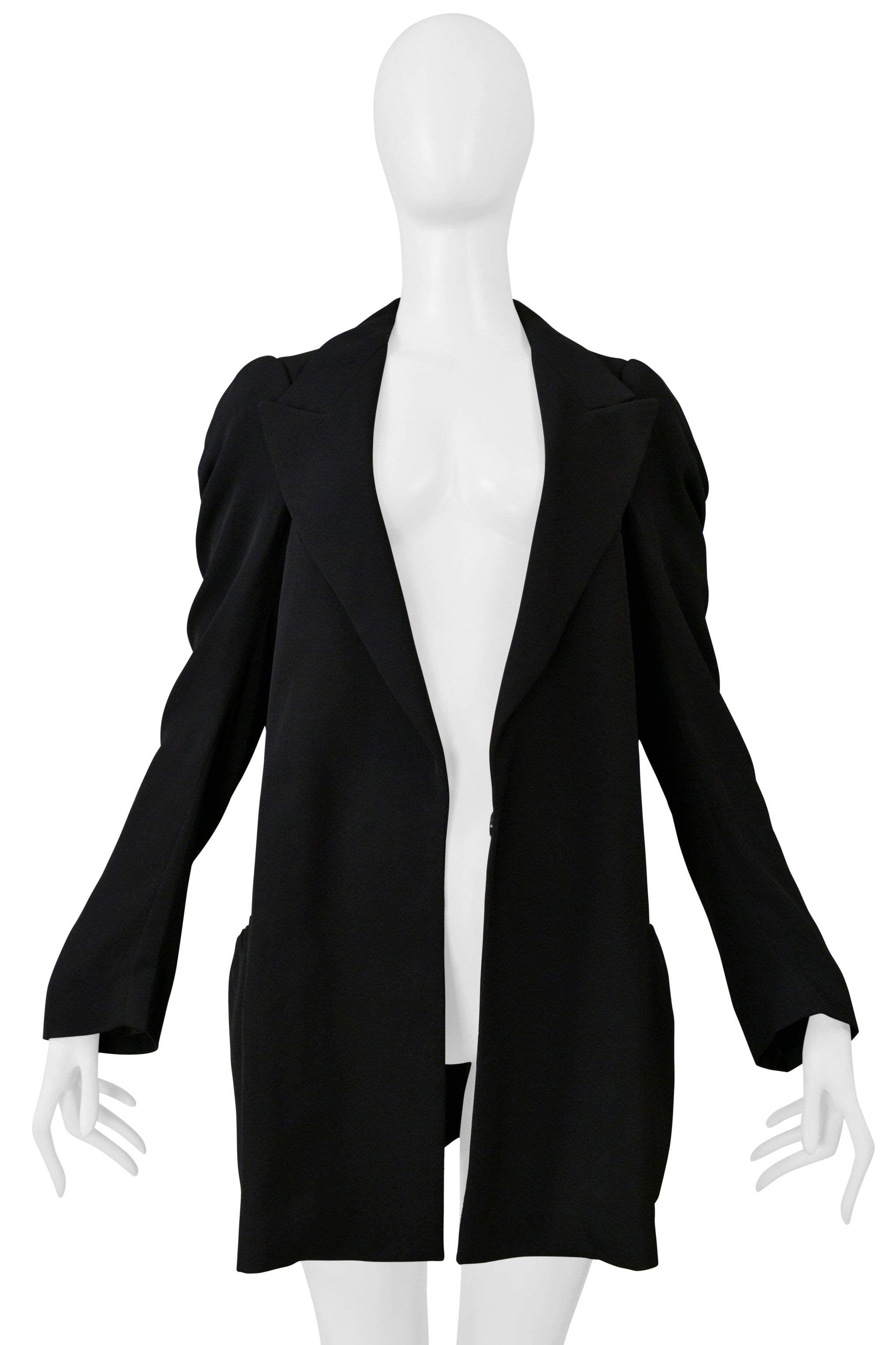 MAISON MARTIN MARGIELA BLACK FLAT BLAZER JACKET WITH ROUND ARMHOLES 1999