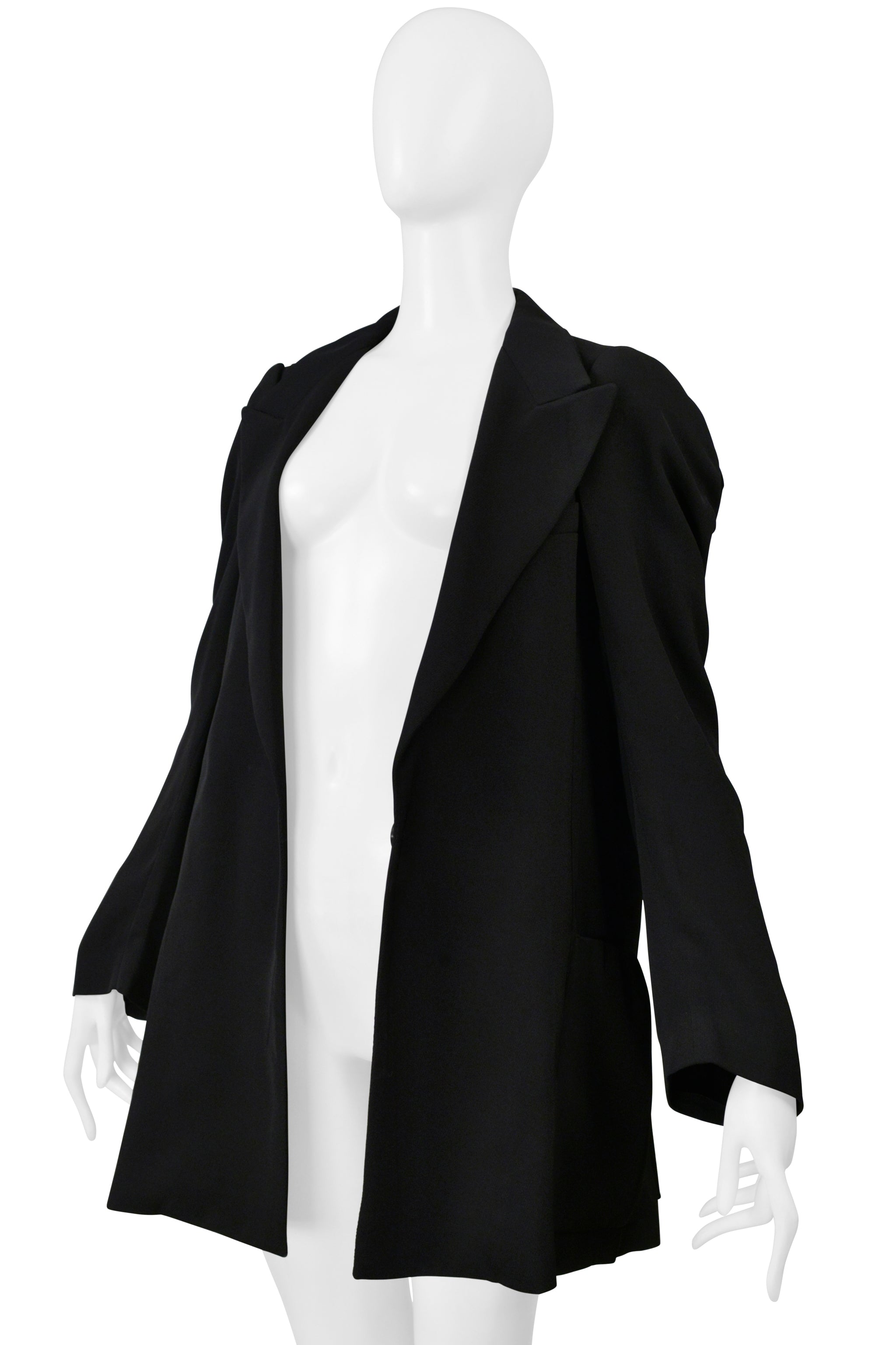 MAISON MARTIN MARGIELA BLACK FLAT BLAZER JACKET WITH ROUND ARMHOLES 1999