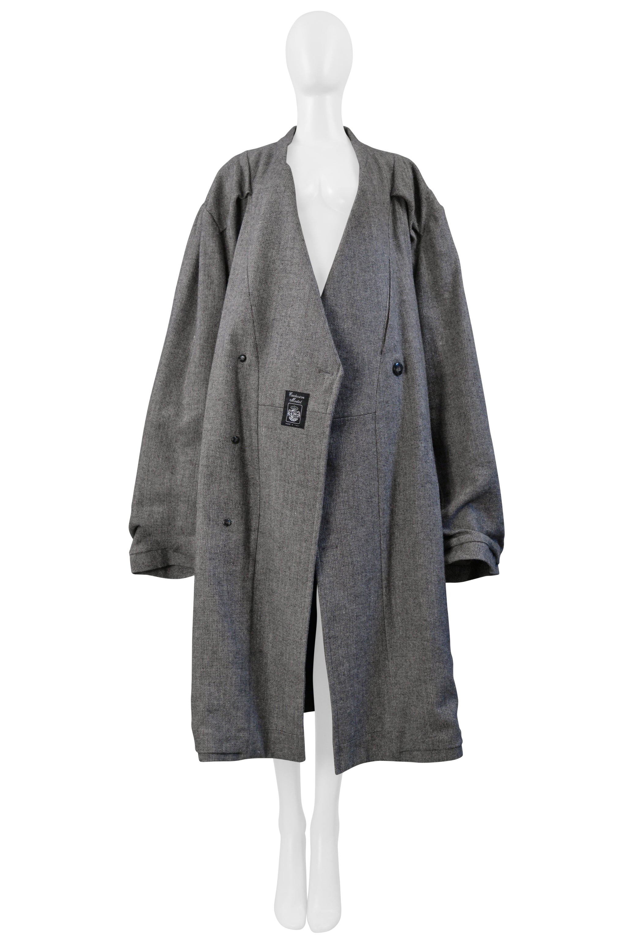 MAISON MARTIN MARGIELA GREY WOOL OVERSIZED OVERCOAT 2000-2001 AW