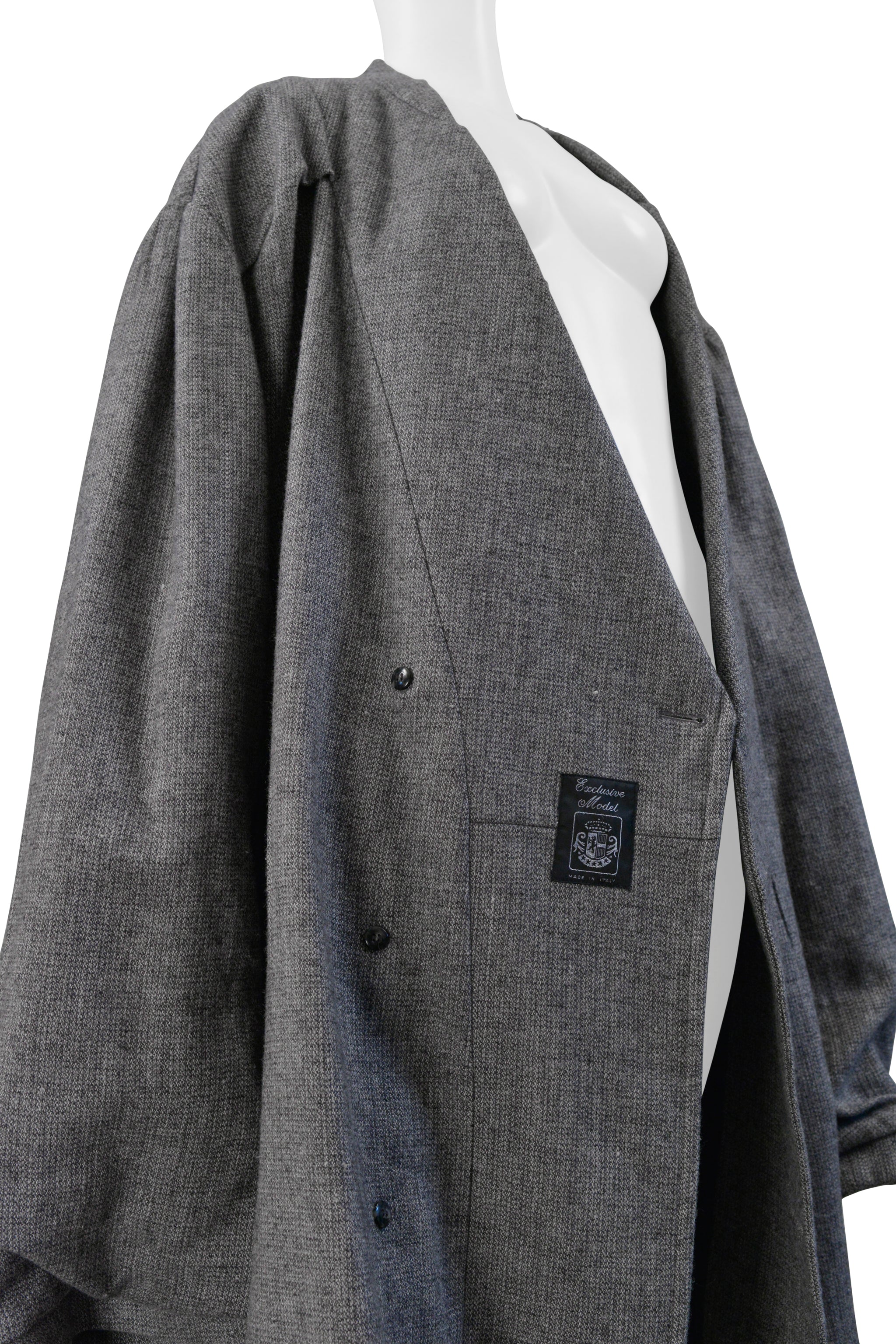 MAISON MARTIN MARGIELA GREY WOOL OVERSIZED OVERCOAT 2000-2001 AW