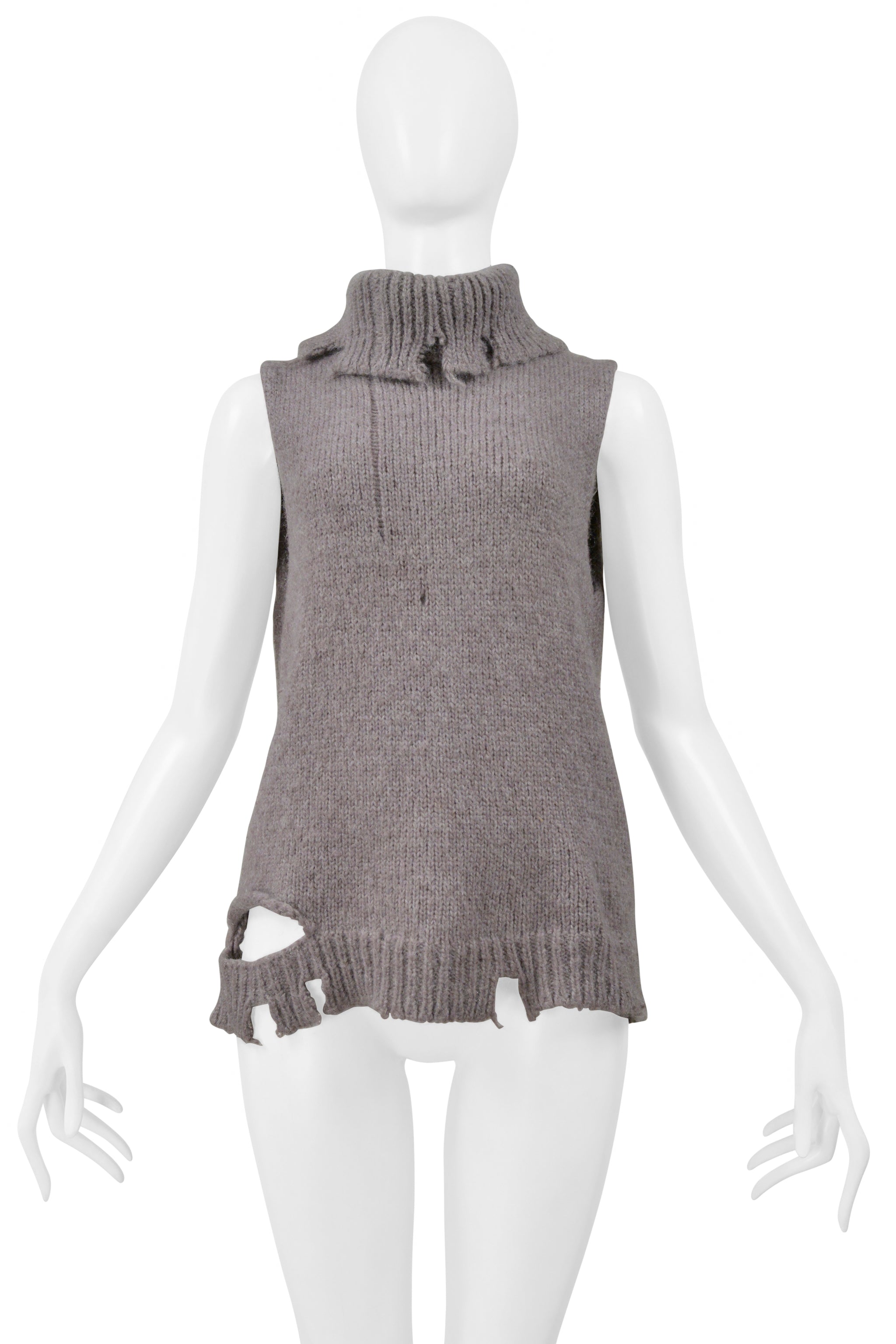 MAISON MARTIN MARGIELA MAUVE DECONSTRUCTED SWEATER WITH HIGH NECK 2001