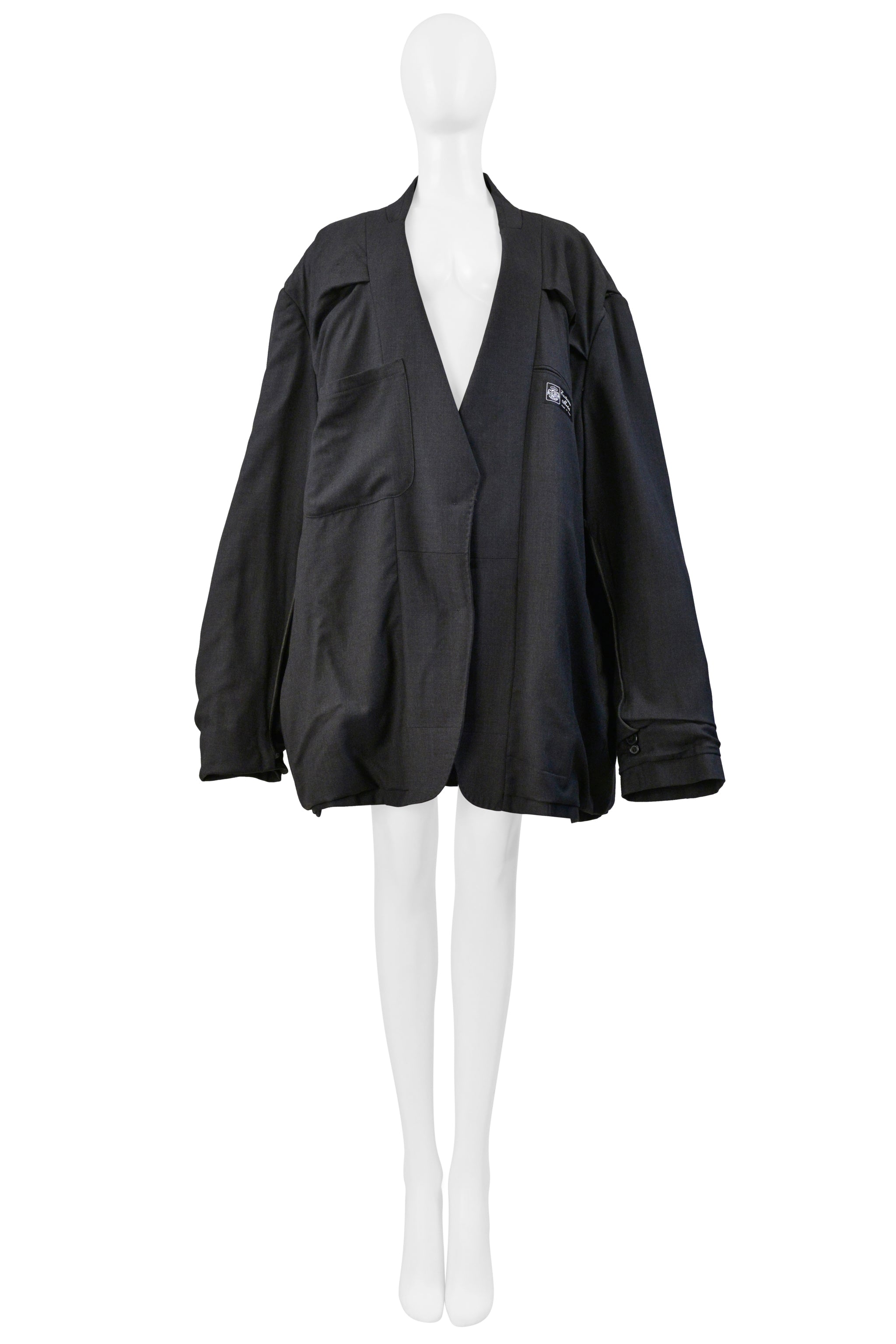 MAISON MARTIN MARGIELA OVERSIZED GREY BLUE SUITING JACKET AW 2000