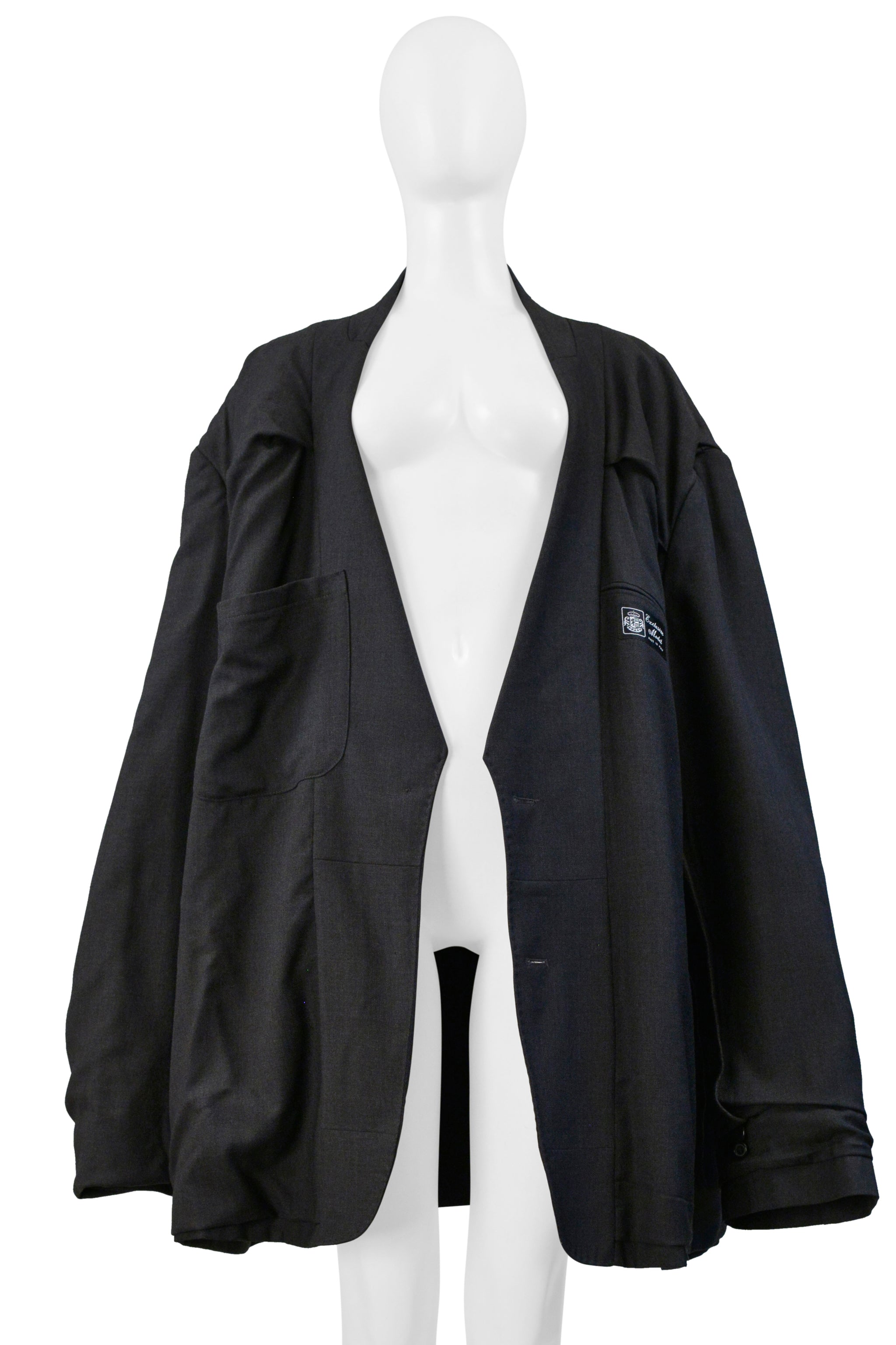 MAISON MARTIN MARGIELA OVERSIZED GREY BLUE SUITING JACKET AW 2000