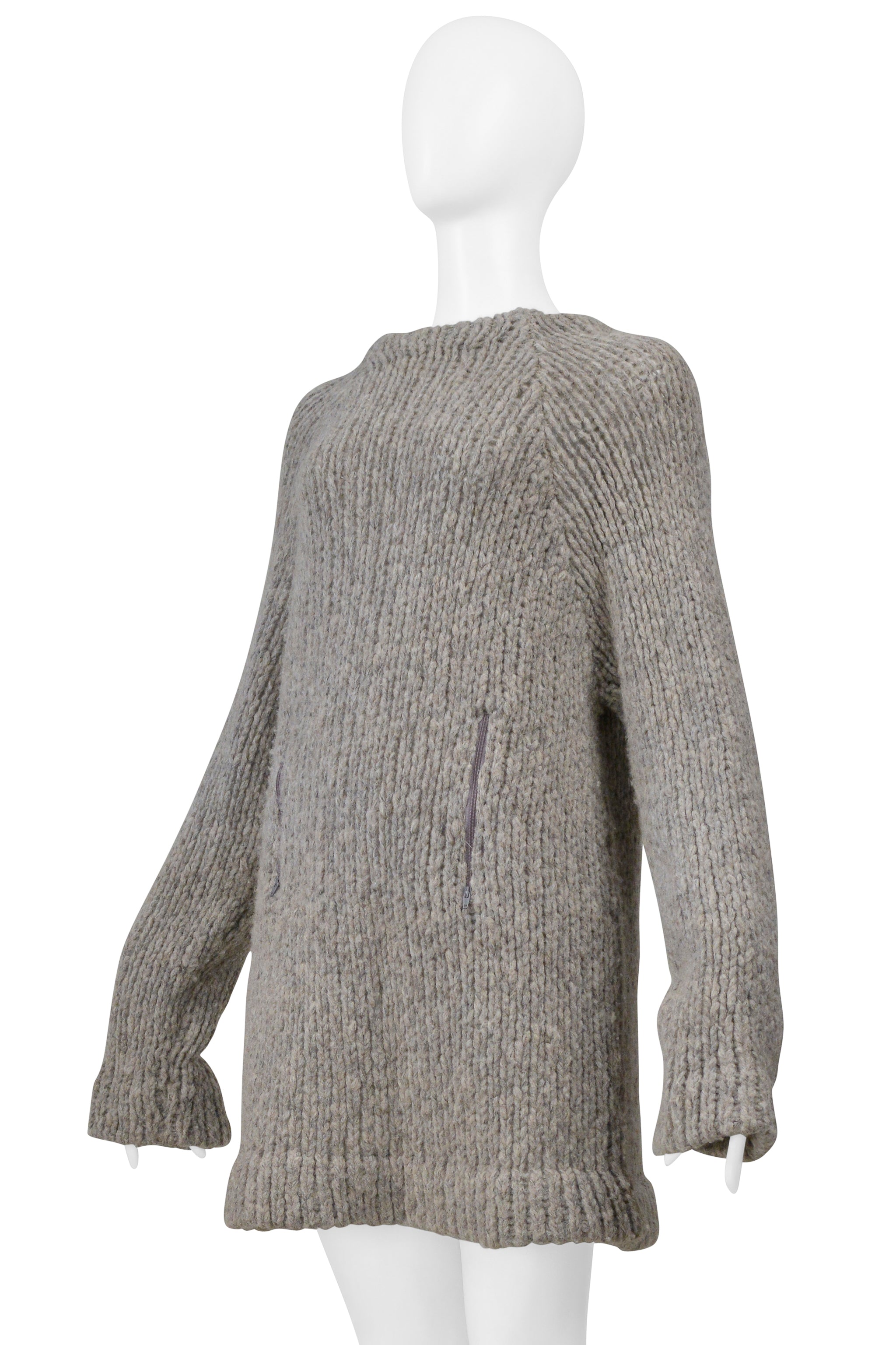MAISON MARTIN MARGIELA MELANGE SWEATER WITH VERTICAL ZIPPERS AT WAIST 1997