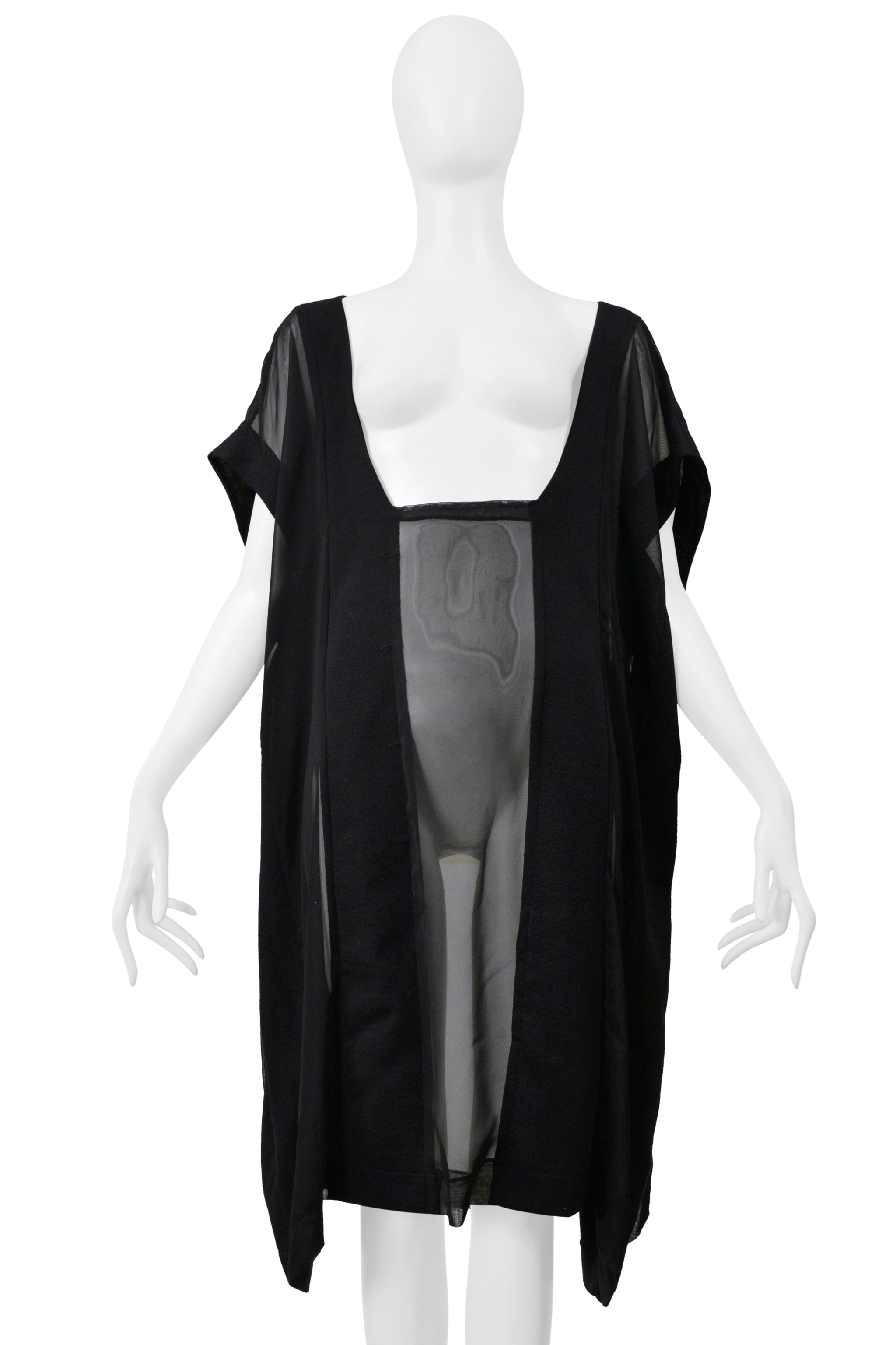 MAISON MARTIN MARGIELA ARTISANAL OVERSIZED BLACK DRESS WITH SHEER PANELS 2000