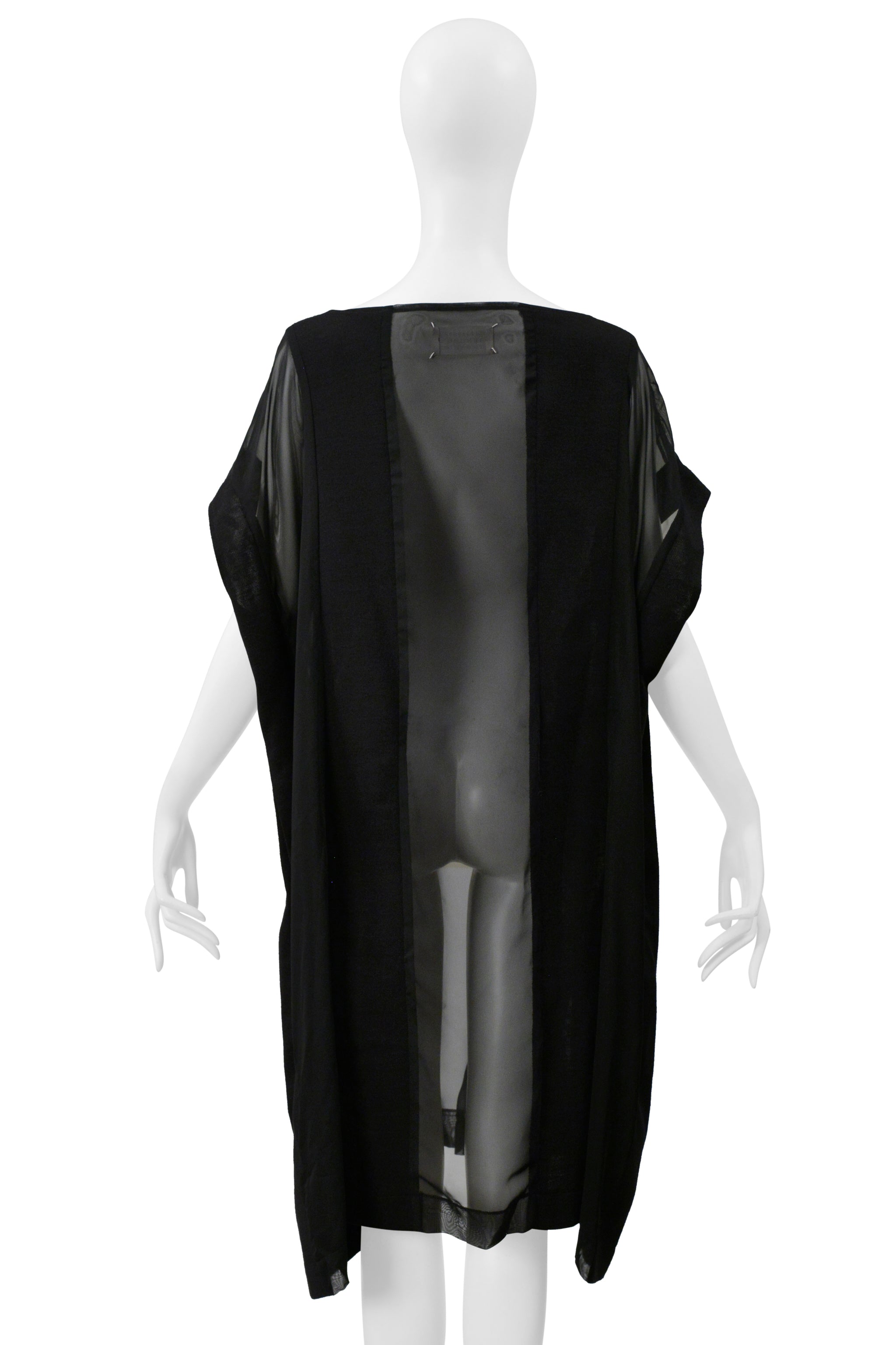 MAISON MARTIN MARGIELA ARTISANAL OVERSIZED BLACK DRESS WITH SHEER PANELS 2000