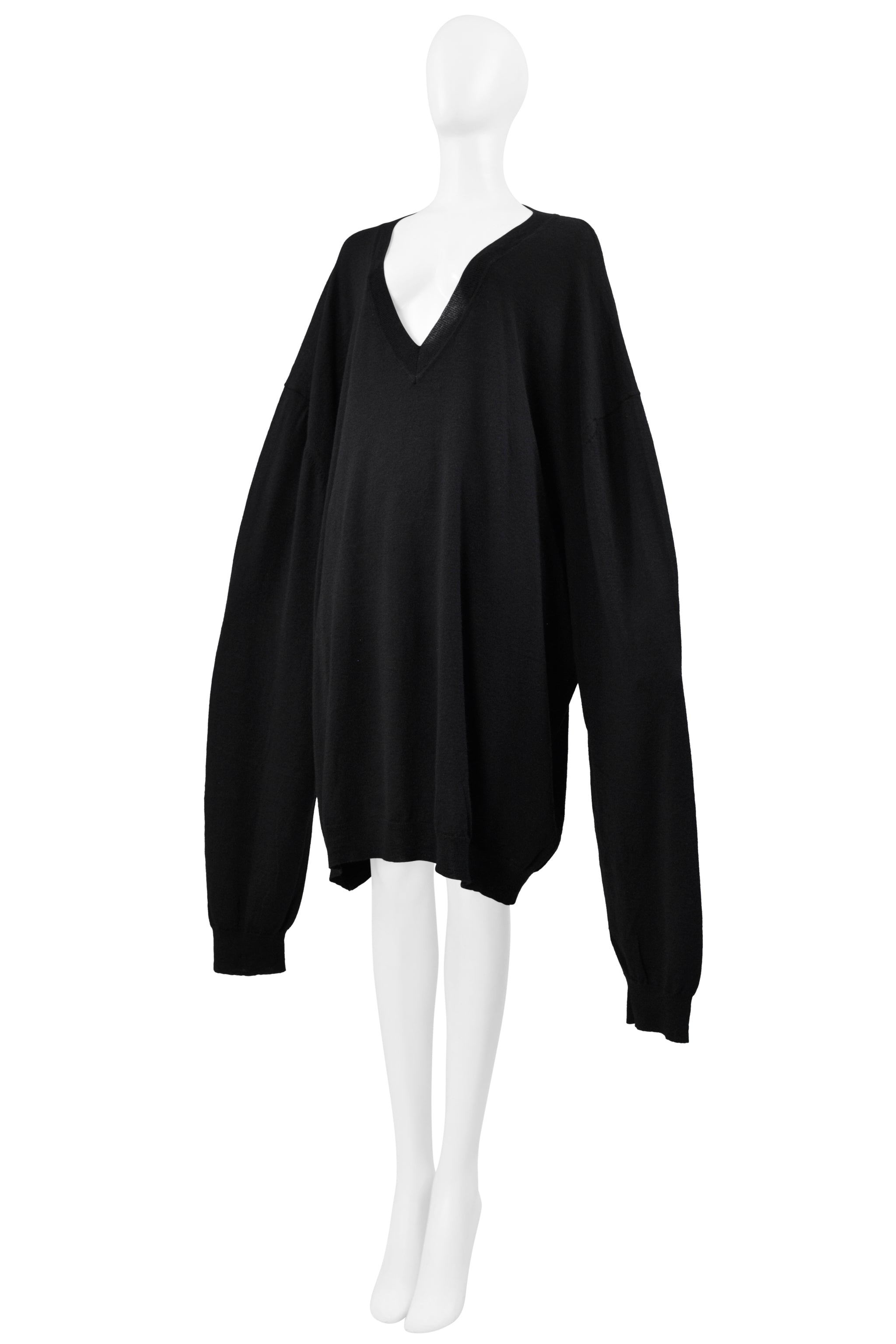 MAISON MARTIN MARGIELA BLACK OVERSIZED V NECK SWEATER 2000