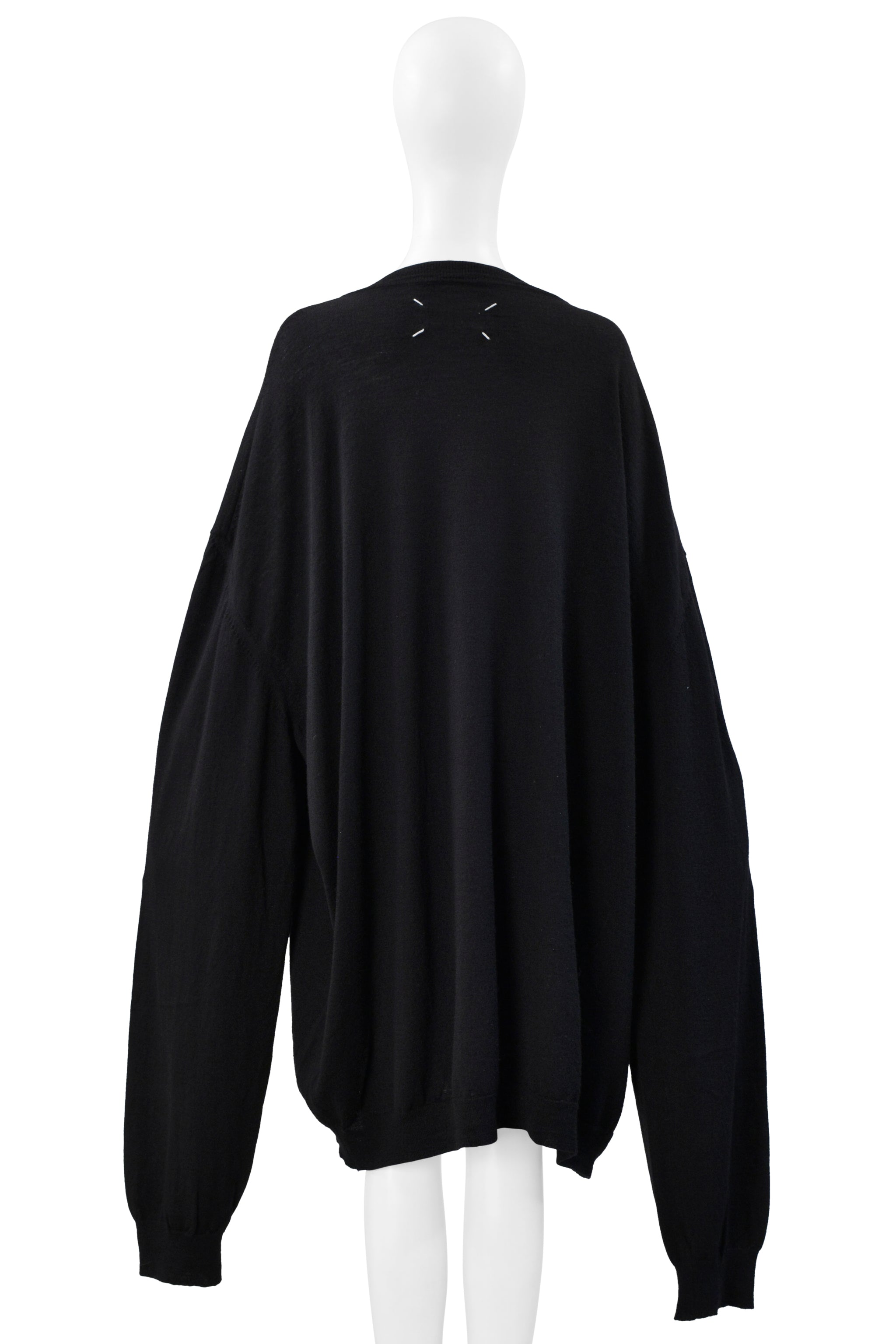 MAISON MARTIN MARGIELA BLACK OVERSIZED V NECK SWEATER 2000