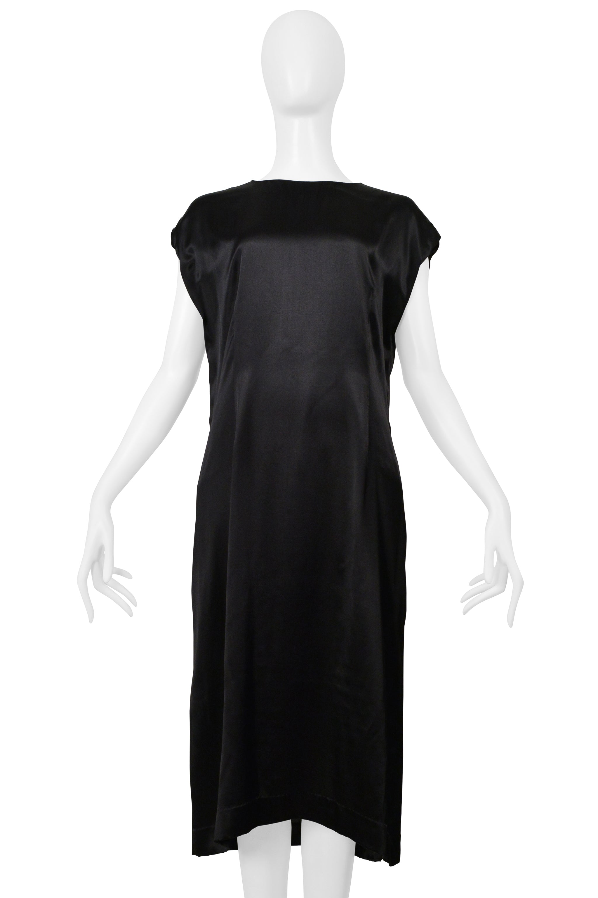 MAISON MARTIN MARGIELA BLACK SATIN DRESS WITH TULLE INTERIOR 2000