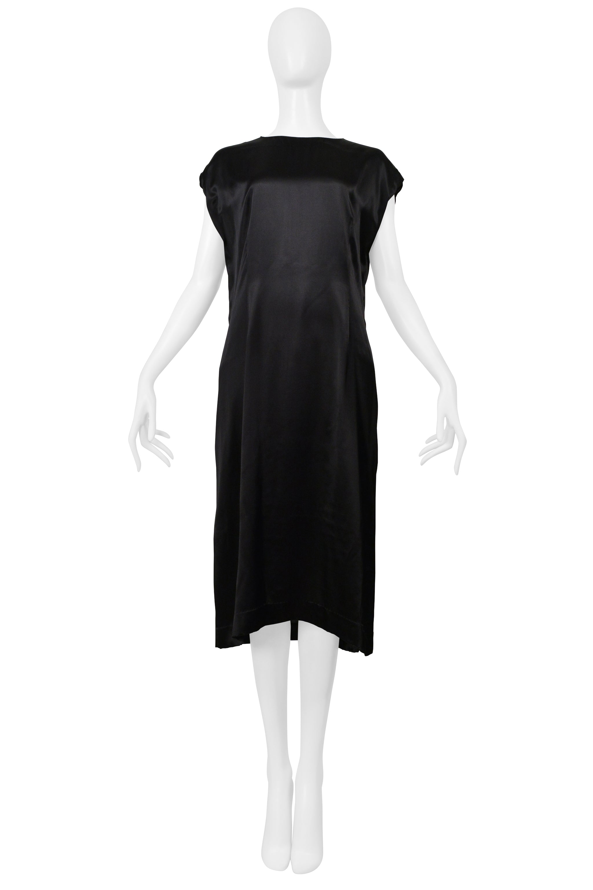 MAISON MARTIN MARGIELA BLACK SATIN DRESS WITH TULLE INTERIOR 2000