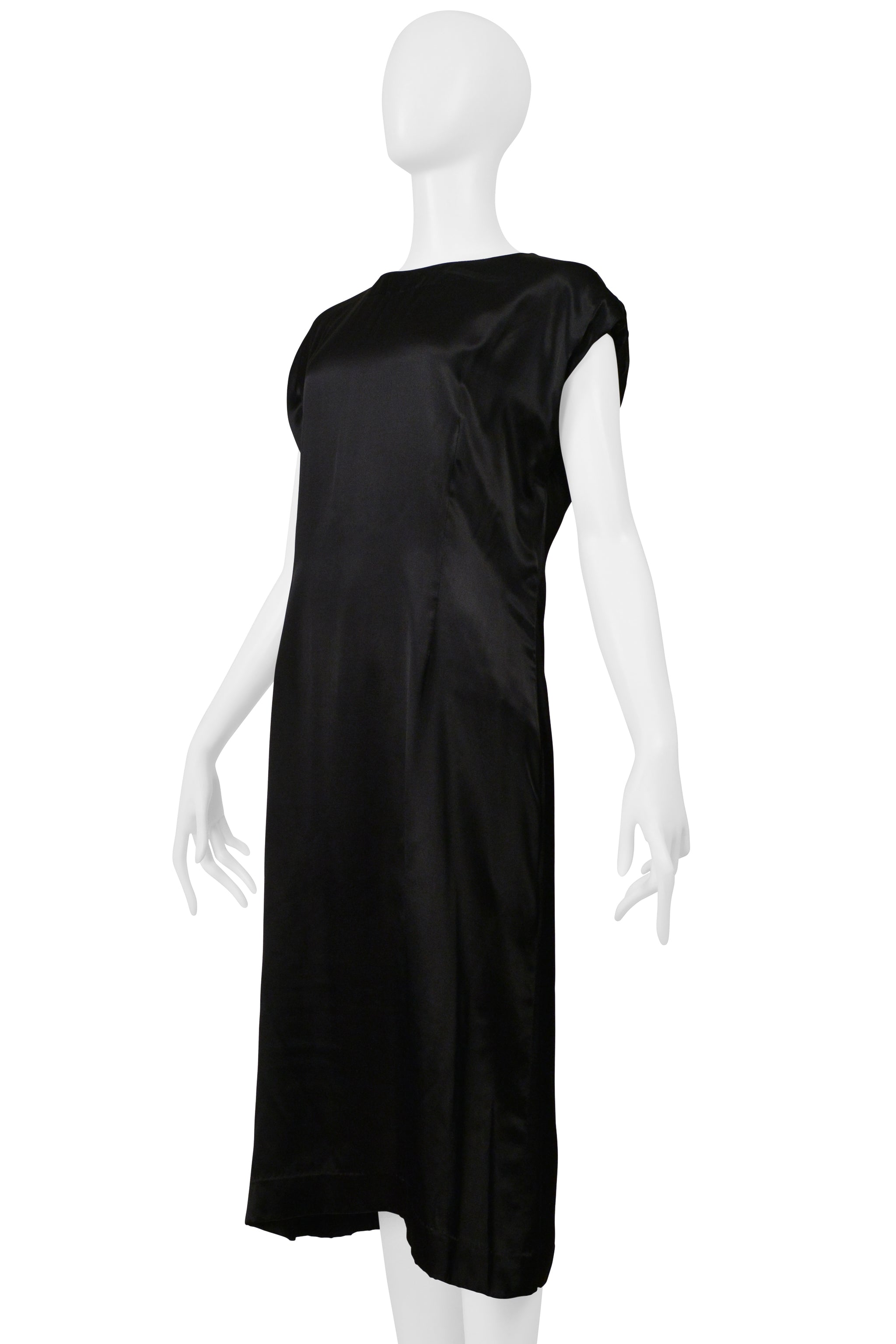 MAISON MARTIN MARGIELA BLACK SATIN DRESS WITH TULLE INTERIOR 2000