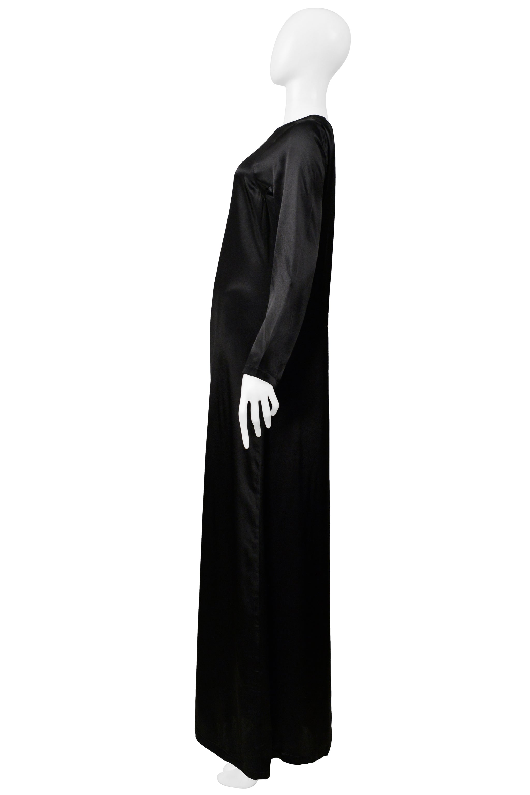 MAISON MARTIN MARGIELA BLACK SATIN EVENING GOWN WITH LONG SLEEVES 2000