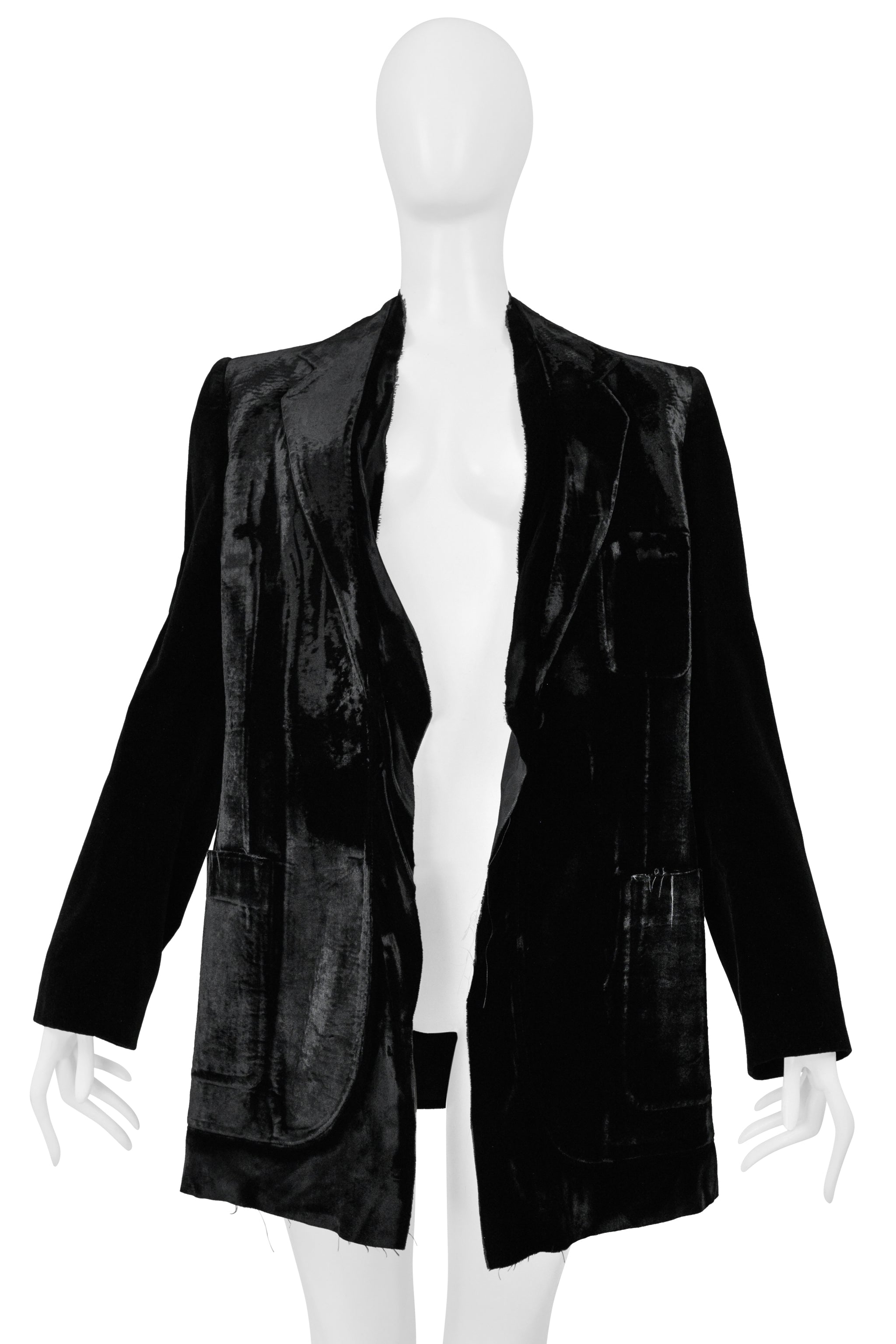 MAISON MARTIN MARGIELA BLACK VELVET DECONSTRUCTED FLAT JACKET 2000