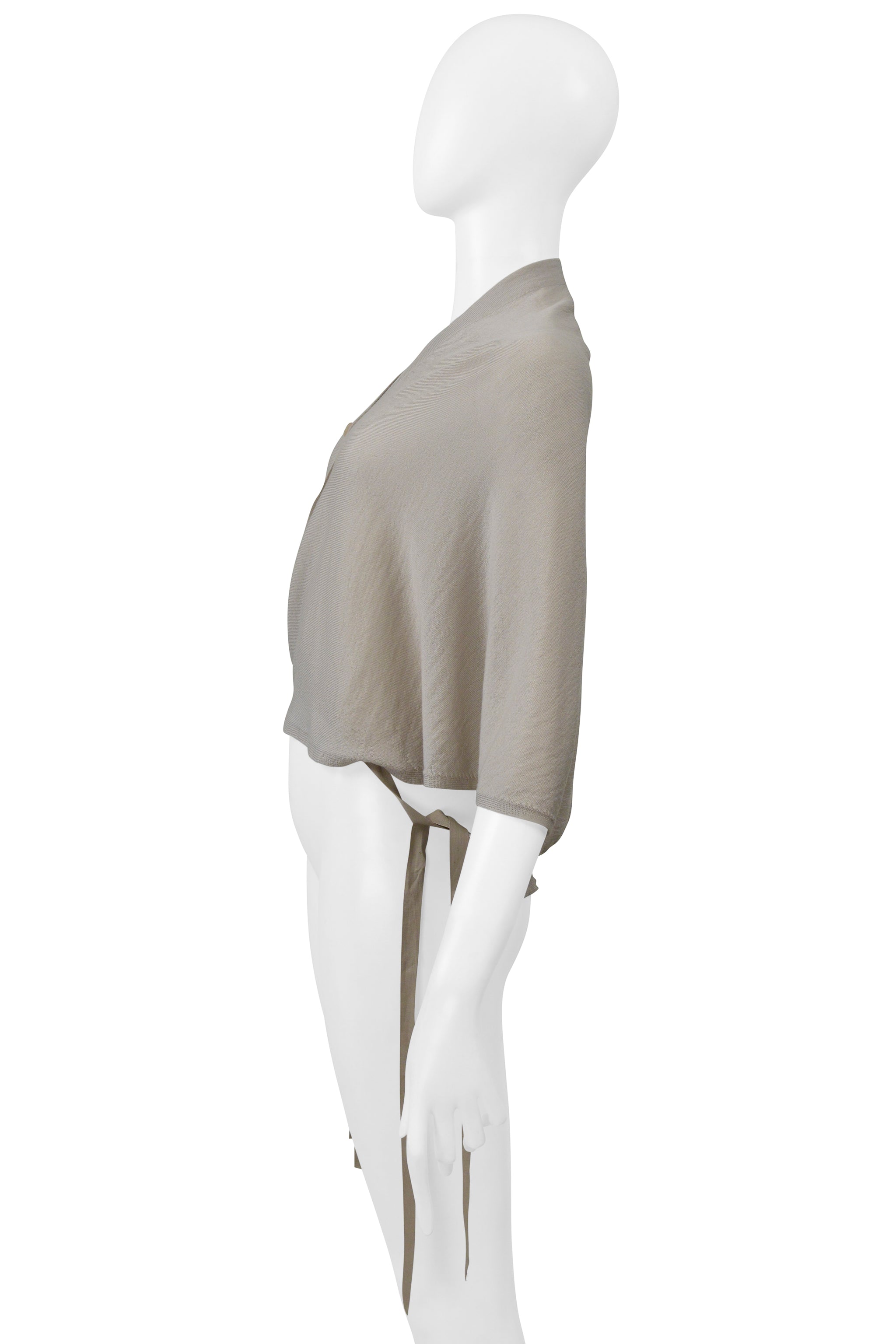MAISON MARTIN MARGIELA GRAY CARDIGAN CAPE WITH TIES SS 2000