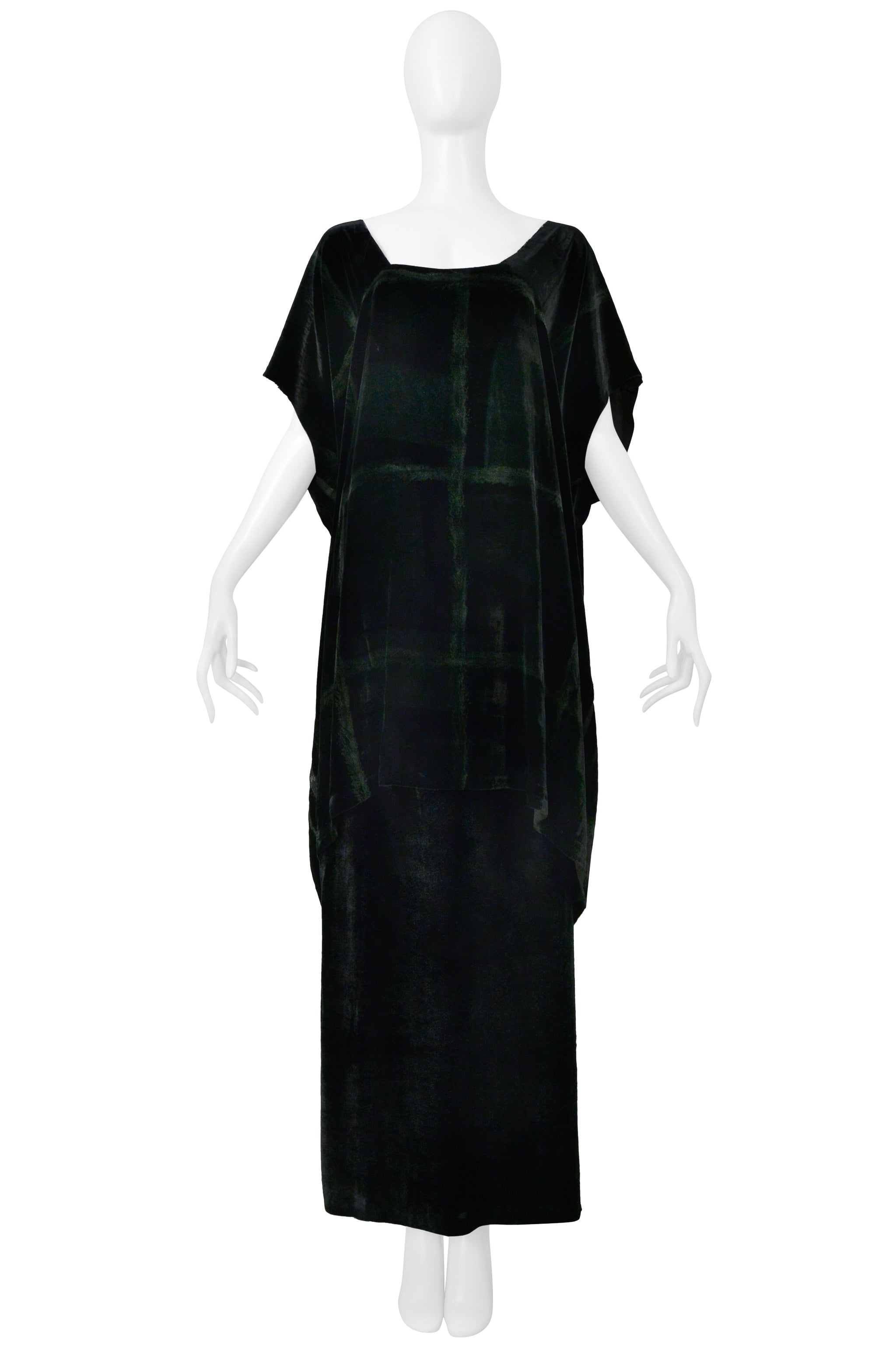 MAISON MARTIN MARGIELA HAND PAINTED VELVET OVERSIZED TOP AND BLACK VELVET MAXI SKIRT WITH SELVEDGE ENSEMBLE 2000