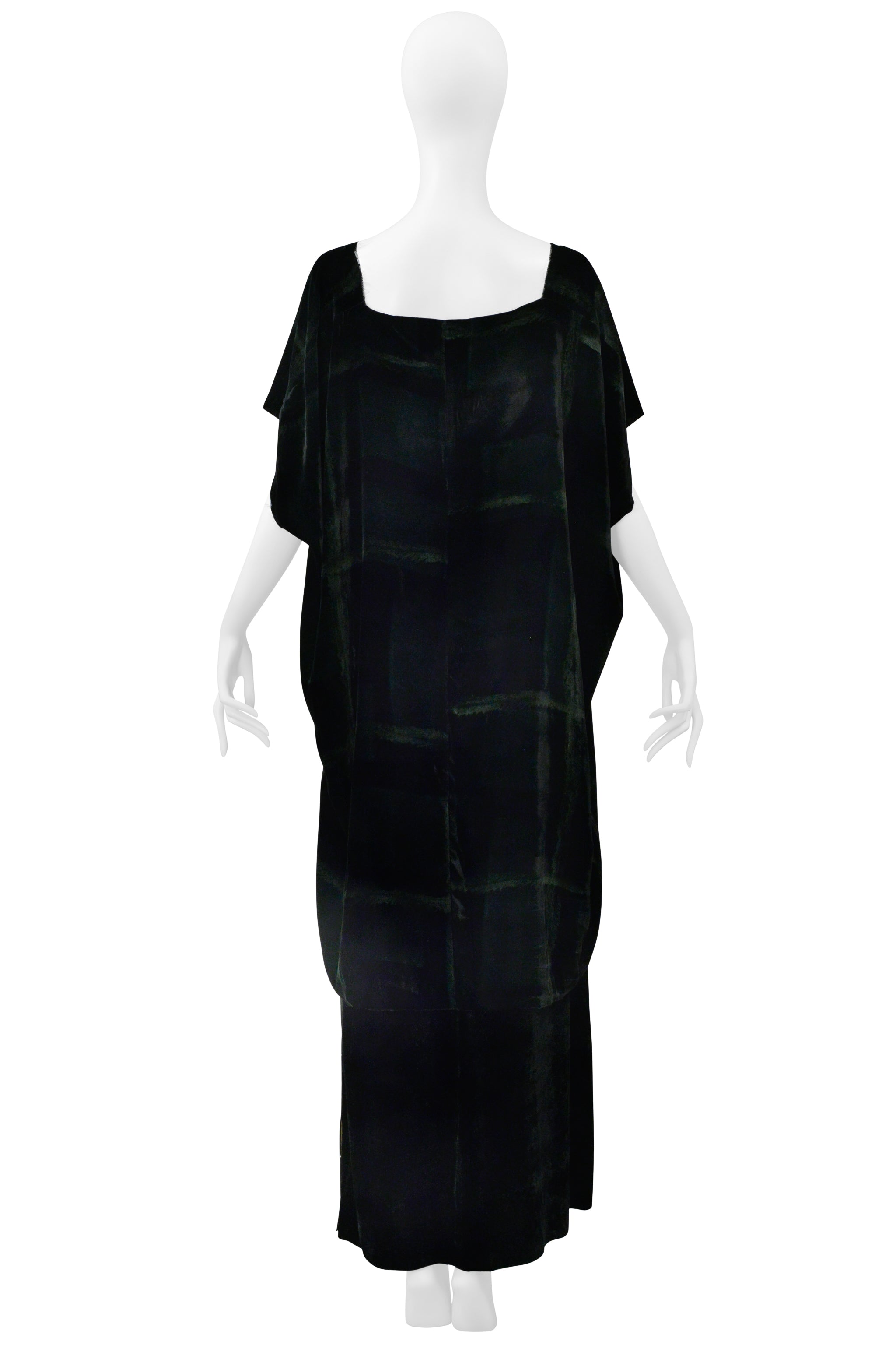 MAISON MARTIN MARGIELA HAND PAINTED VELVET OVERSIZED TOP AND BLACK VELVET MAXI SKIRT WITH SELVEDGE ENSEMBLE 2000