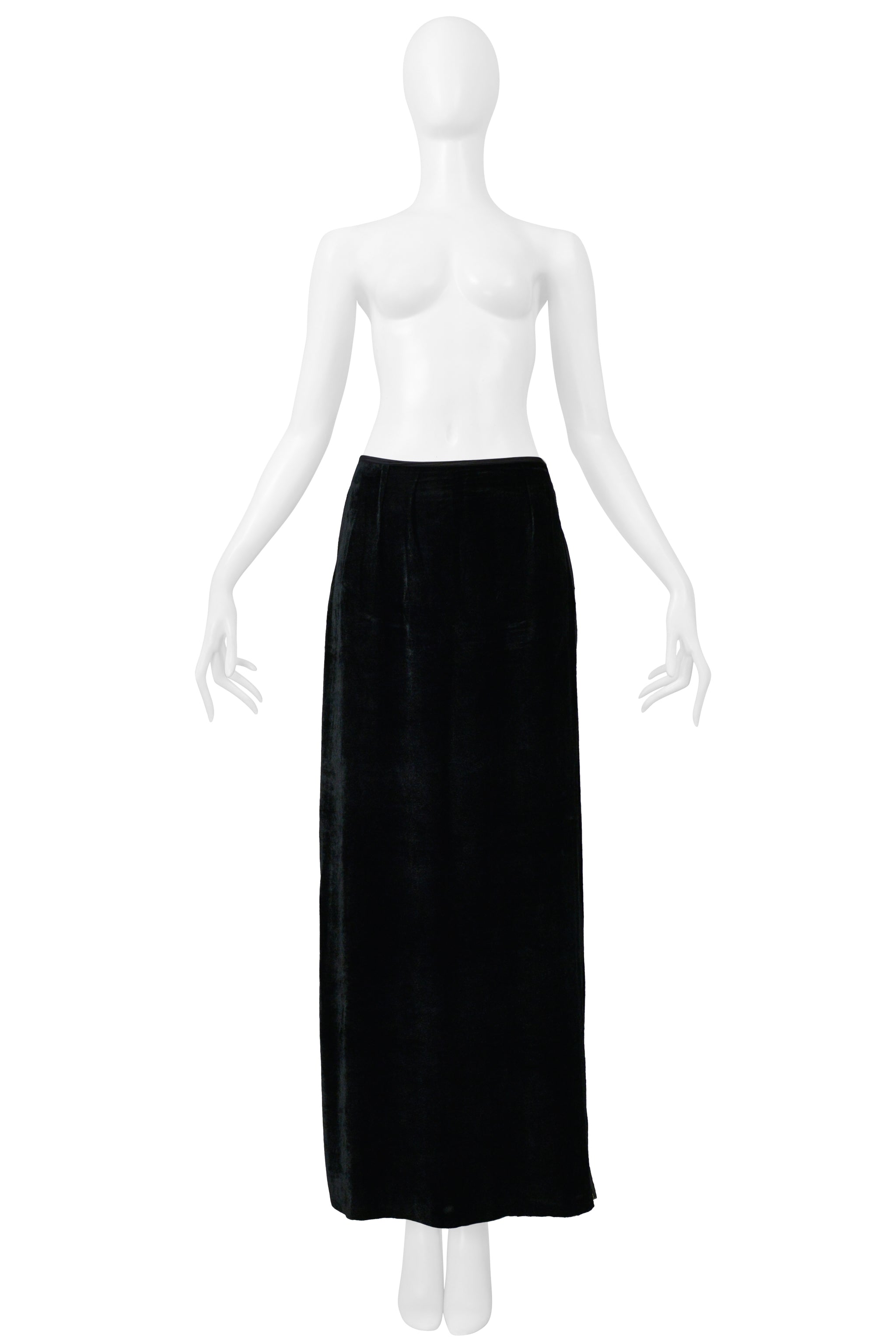 MAISON MARTIN MARGIELA HAND PAINTED VELVET OVERSIZED TOP AND BLACK VELVET MAXI SKIRT WITH SELVEDGE ENSEMBLE 2000