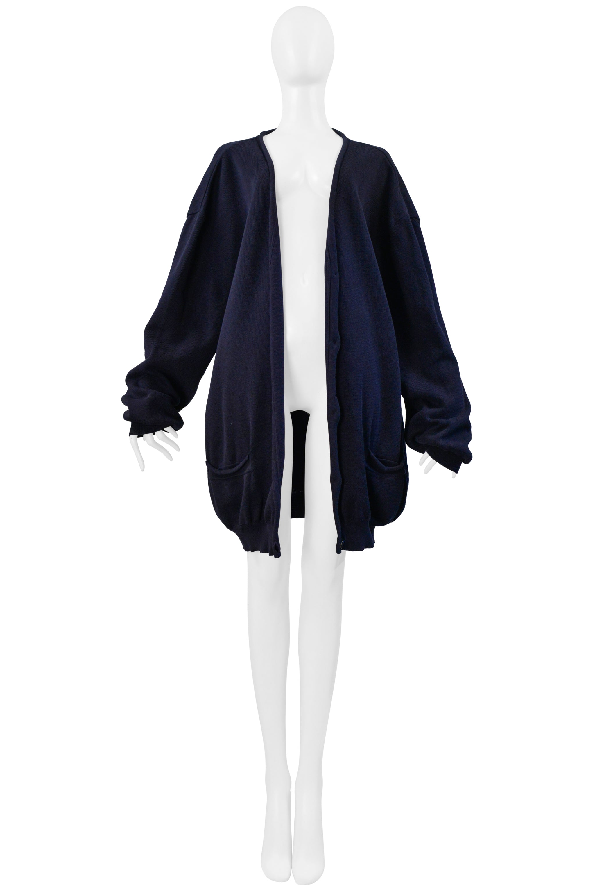 MAISON MARTIN MARGIELA NAVY BLUE OVERSIZED CARDIGAN SWEATER SS 2000