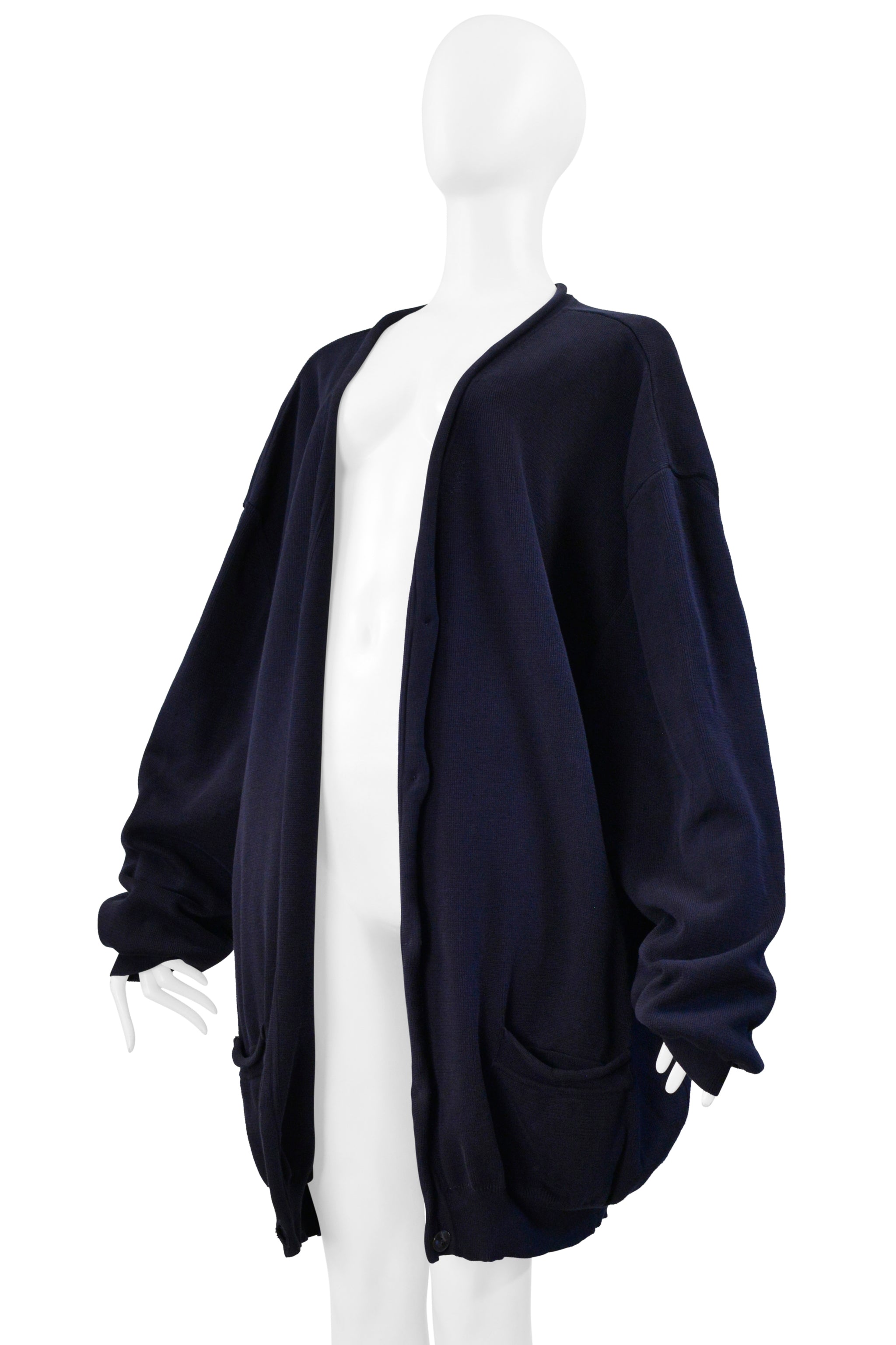 MAISON MARTIN MARGIELA NAVY BLUE OVERSIZED CARDIGAN SWEATER SS 2000