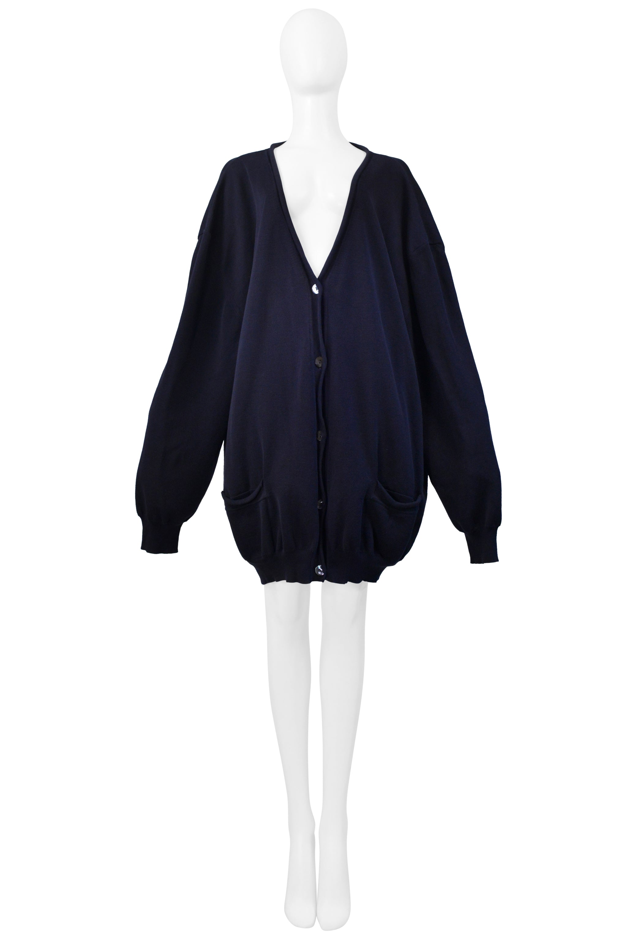 MAISON MARTIN MARGIELA NAVY BLUE OVERSIZED CARDIGAN SWEATER SS 2000