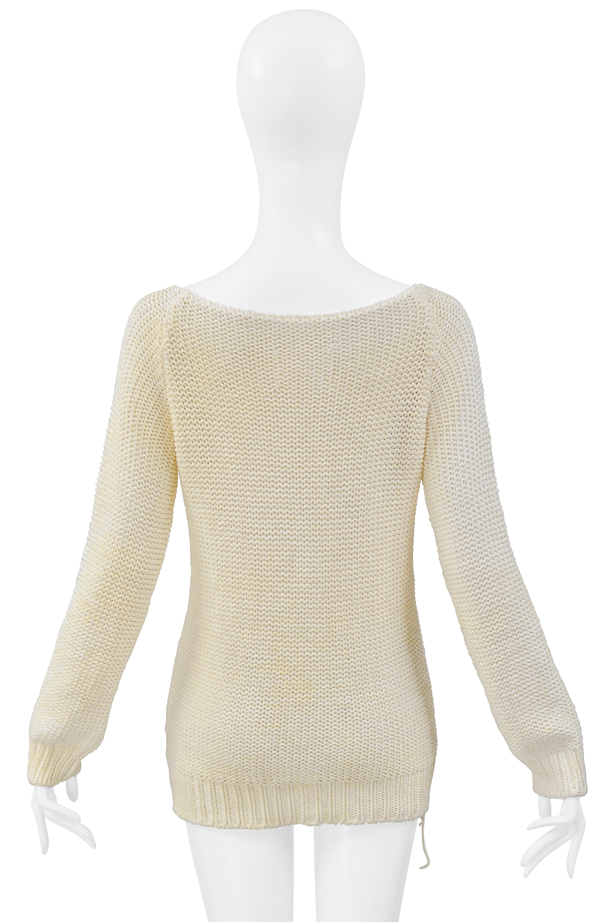 MAISON MARTIN MARGIELA JOAN OF ARC COTTON COATED SWEATER WITH DEEP NECKLINE 2000
