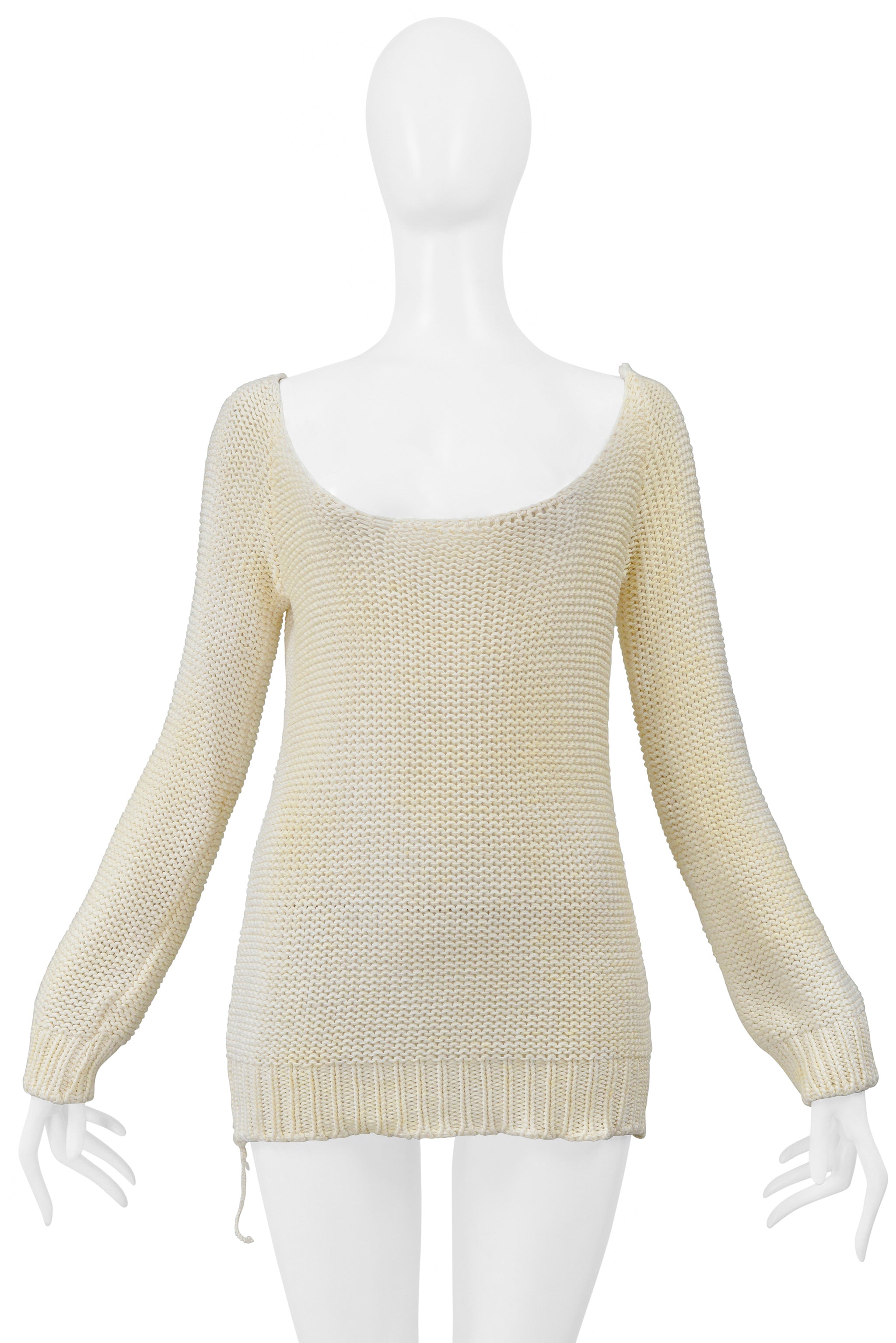 MAISON MARTIN MARGIELA JOAN OF ARC COTTON COATED SWEATER WITH DEEP NECKLINE 2000