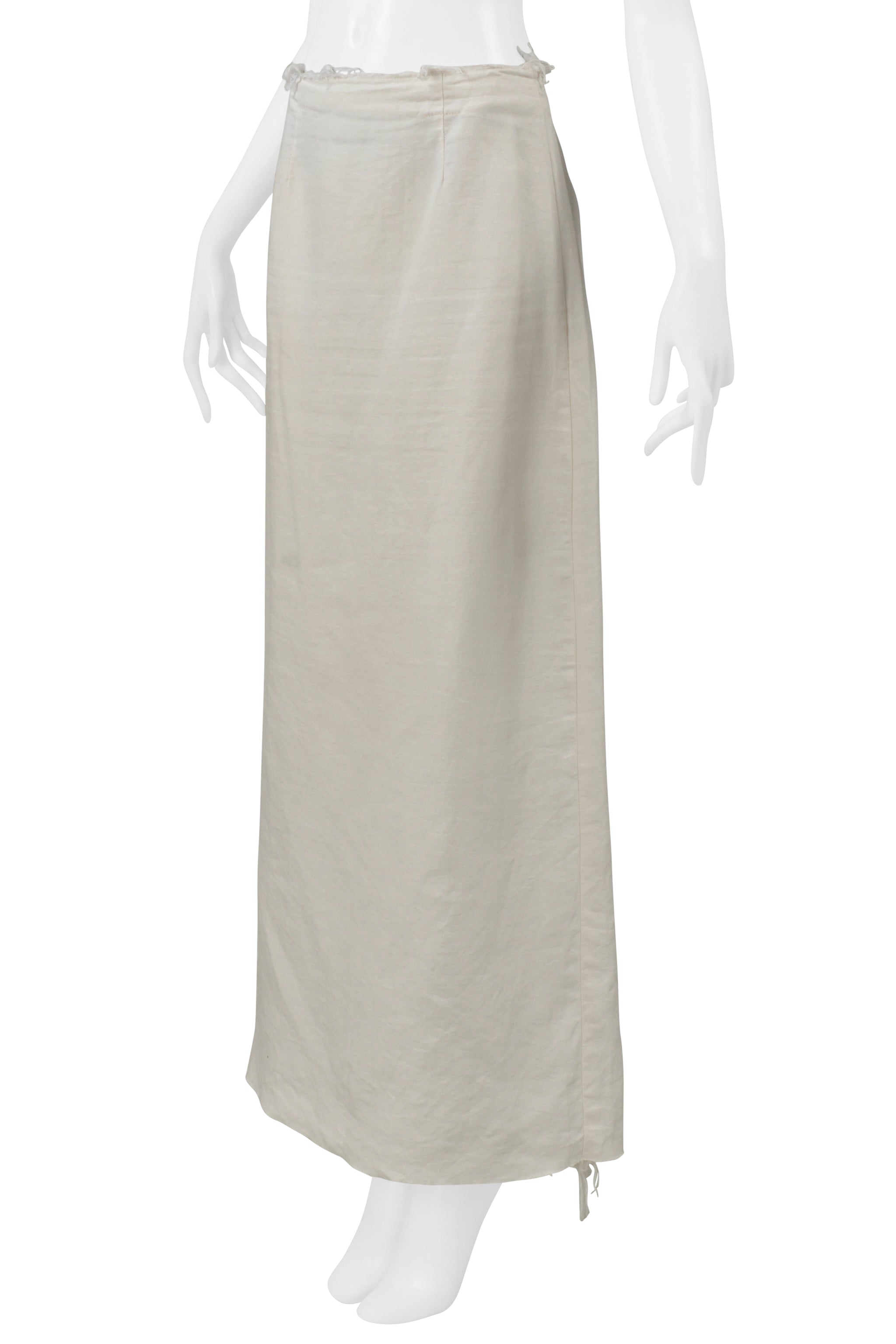 MAISON MARTIN MARGIELA WHITE LINEN SKIRT WITH BACK SLIT 2000