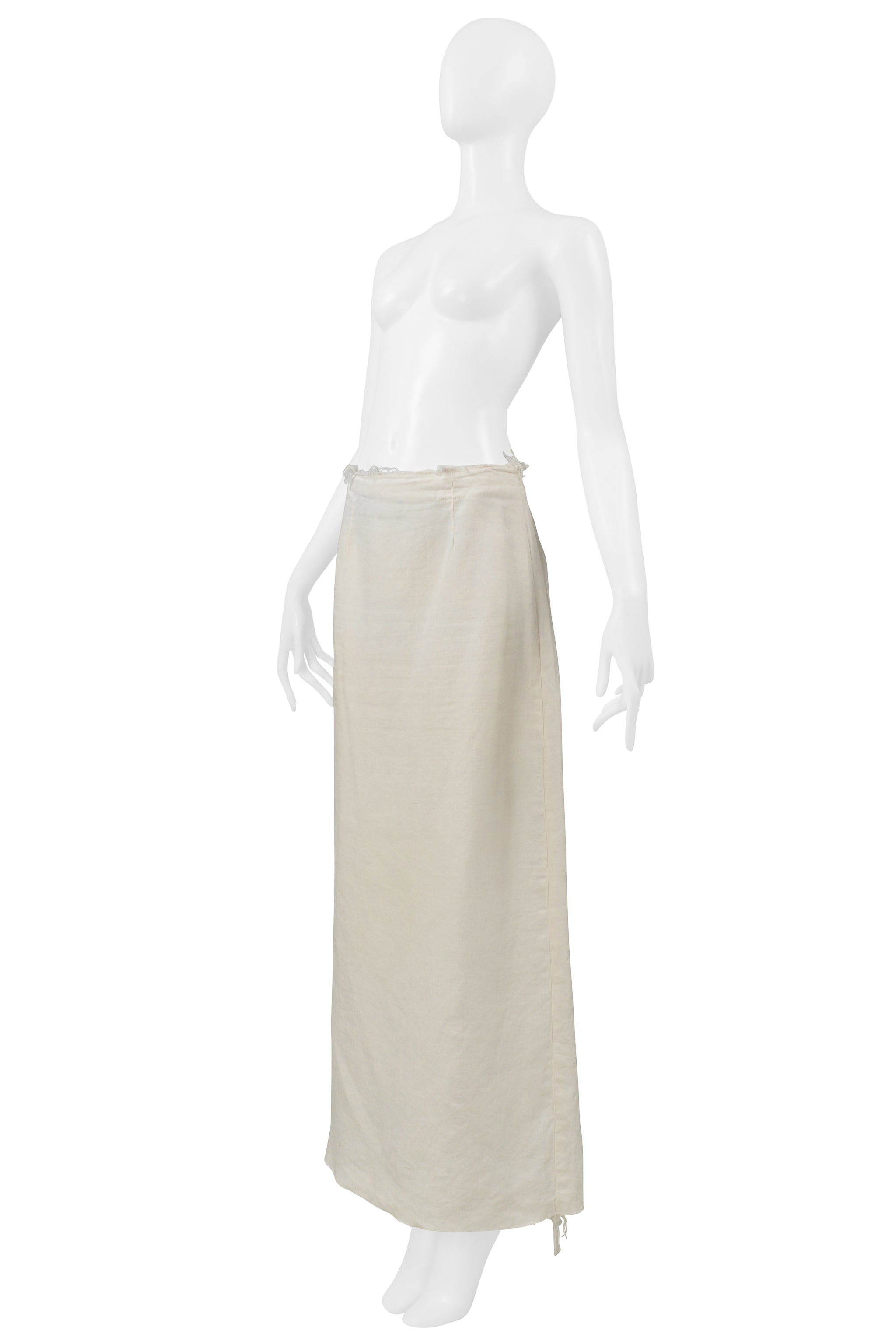 MAISON MARTIN MARGIELA WHITE LINEN SKIRT WITH BACK SLIT 2000