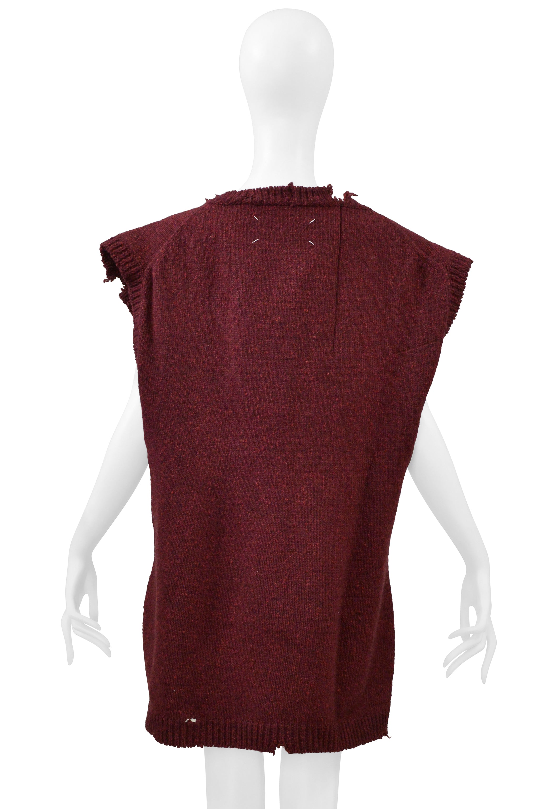 MAISON MARTIN MARGIELA BURGUNDY RED OVERSIZED DECONSTRUCTED SWEATER AW 2000