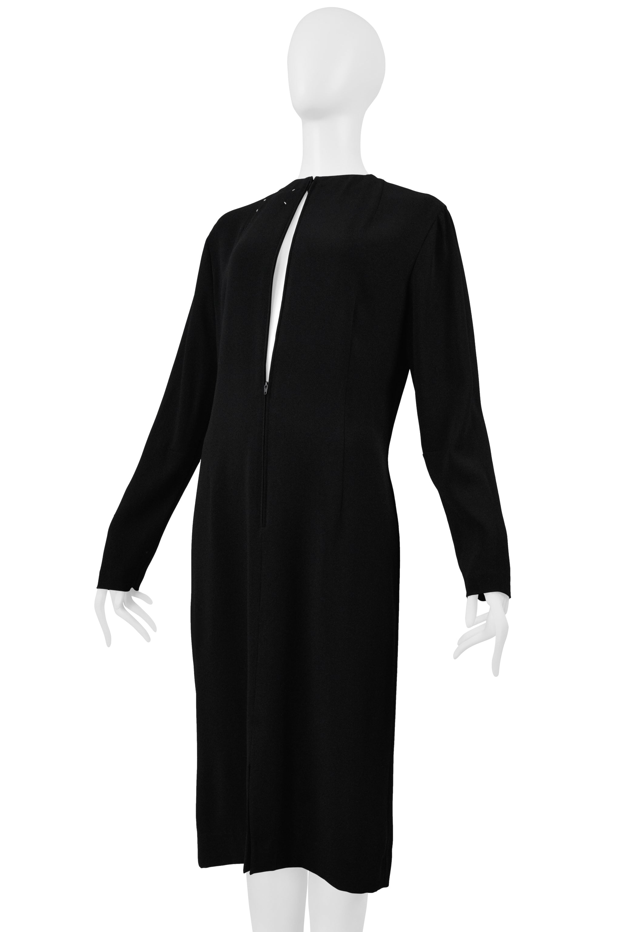 MAISON MARTIN MARGIELA BLACK TWO WAY MIRROR DRESS WITH ZIPPERS 2001