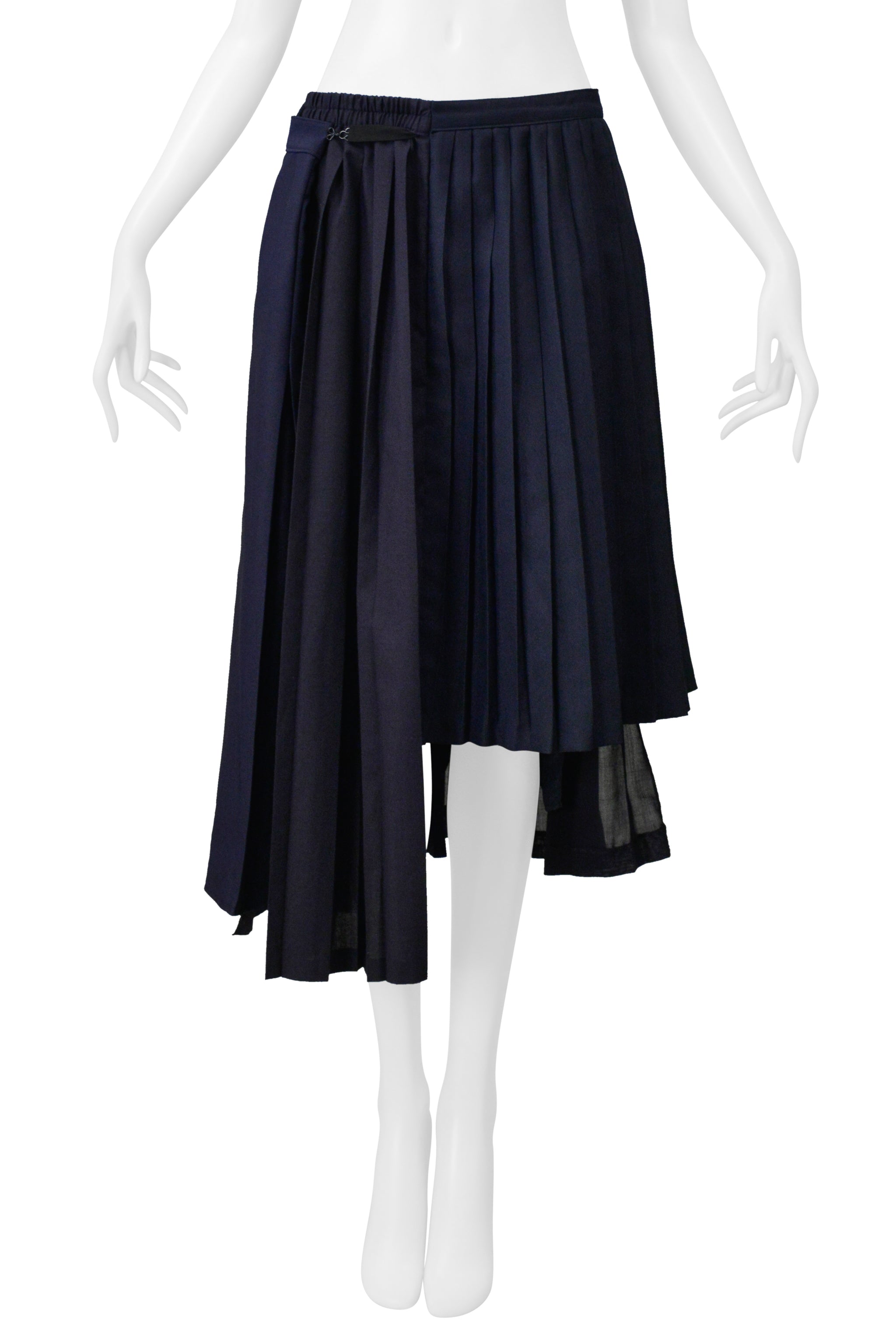 MAISON MARTIN MARGIELA ARTISANAL NAVY BLUE PLEATED OVERSIZED SKIRT SS 2001