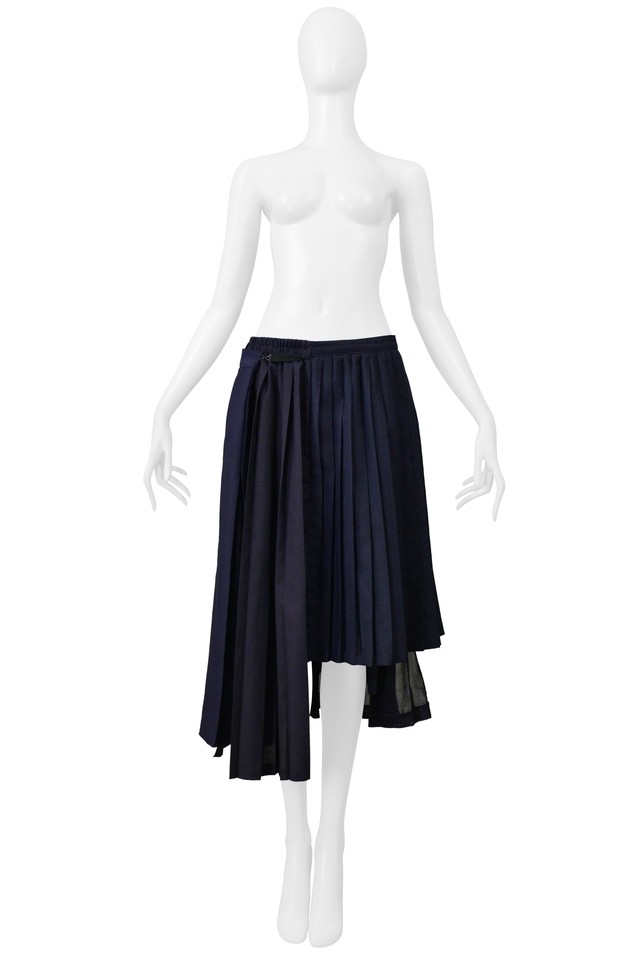 MAISON MARTIN MARGIELA ARTISANAL NAVY BLUE PLEATED OVERSIZED SKIRT SS 2001
