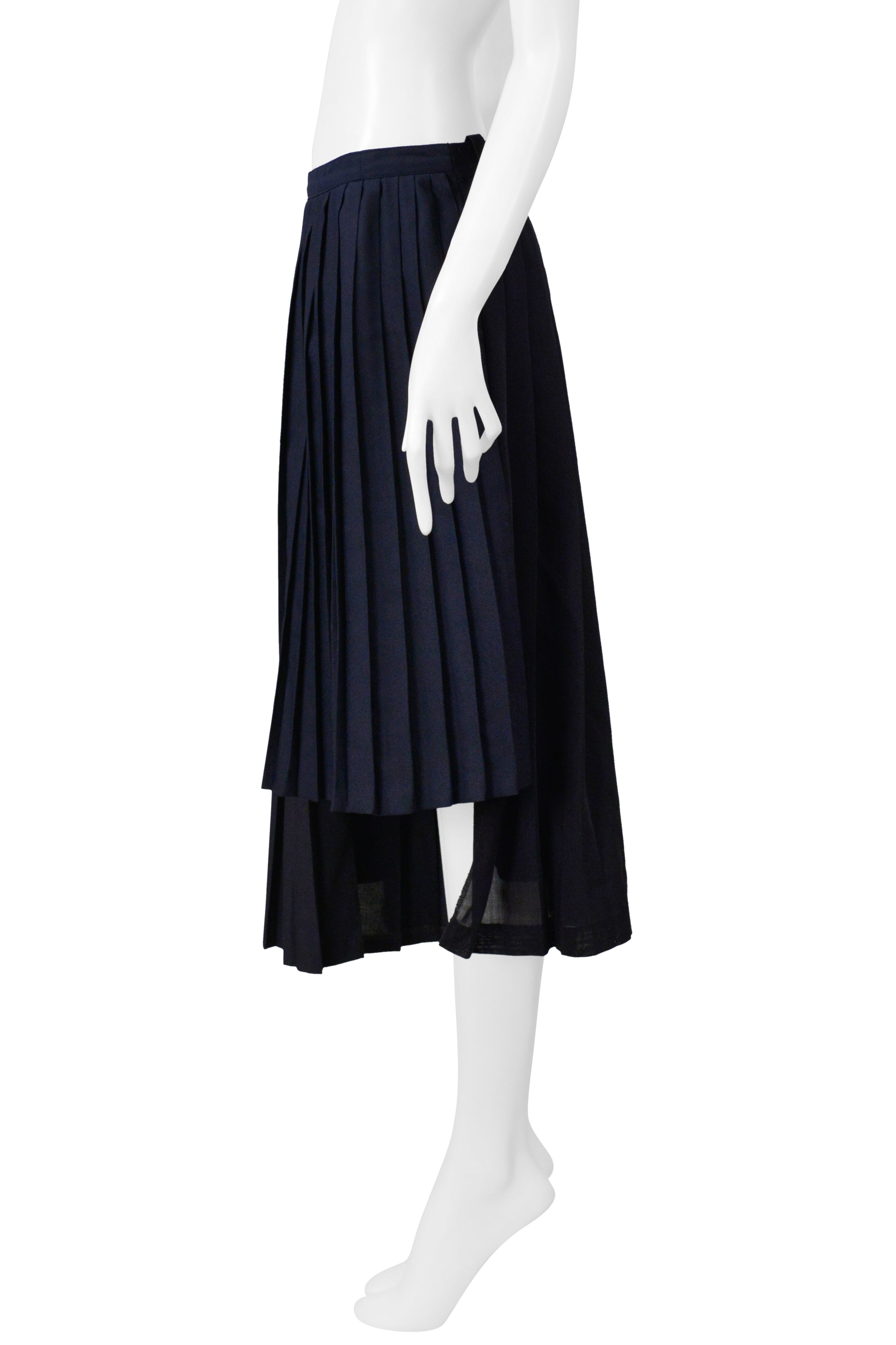 MAISON MARTIN MARGIELA ARTISANAL NAVY BLUE PLEATED OVERSIZED SKIRT SS 2001