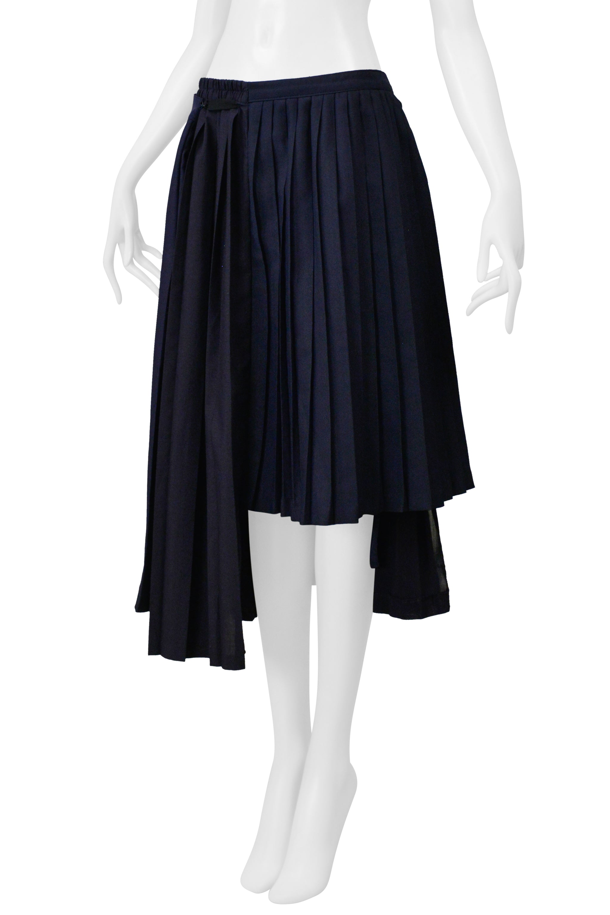 MAISON MARTIN MARGIELA ARTISANAL NAVY BLUE PLEATED OVERSIZED SKIRT SS 2001