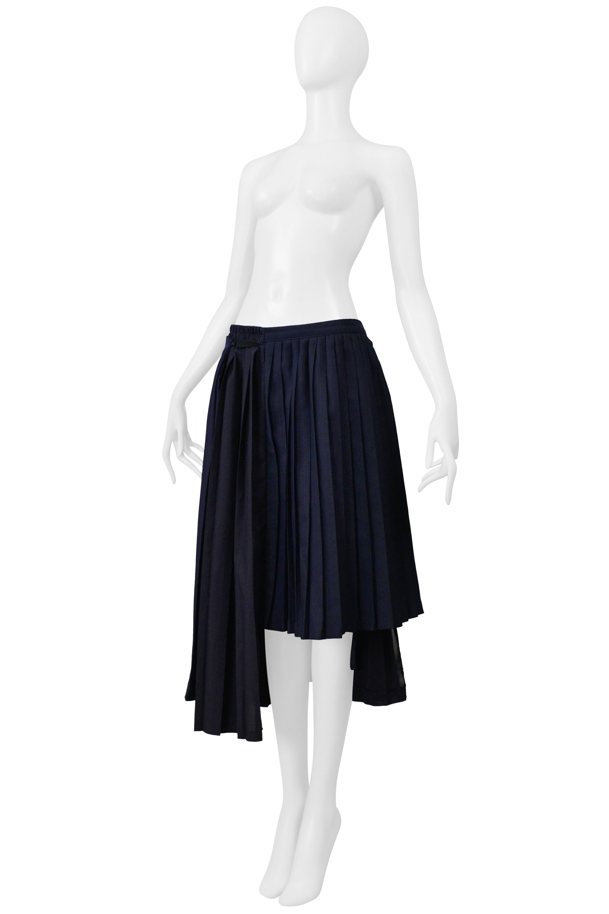 MAISON MARTIN MARGIELA ARTISANAL NAVY BLUE PLEATED OVERSIZED SKIRT SS 2001