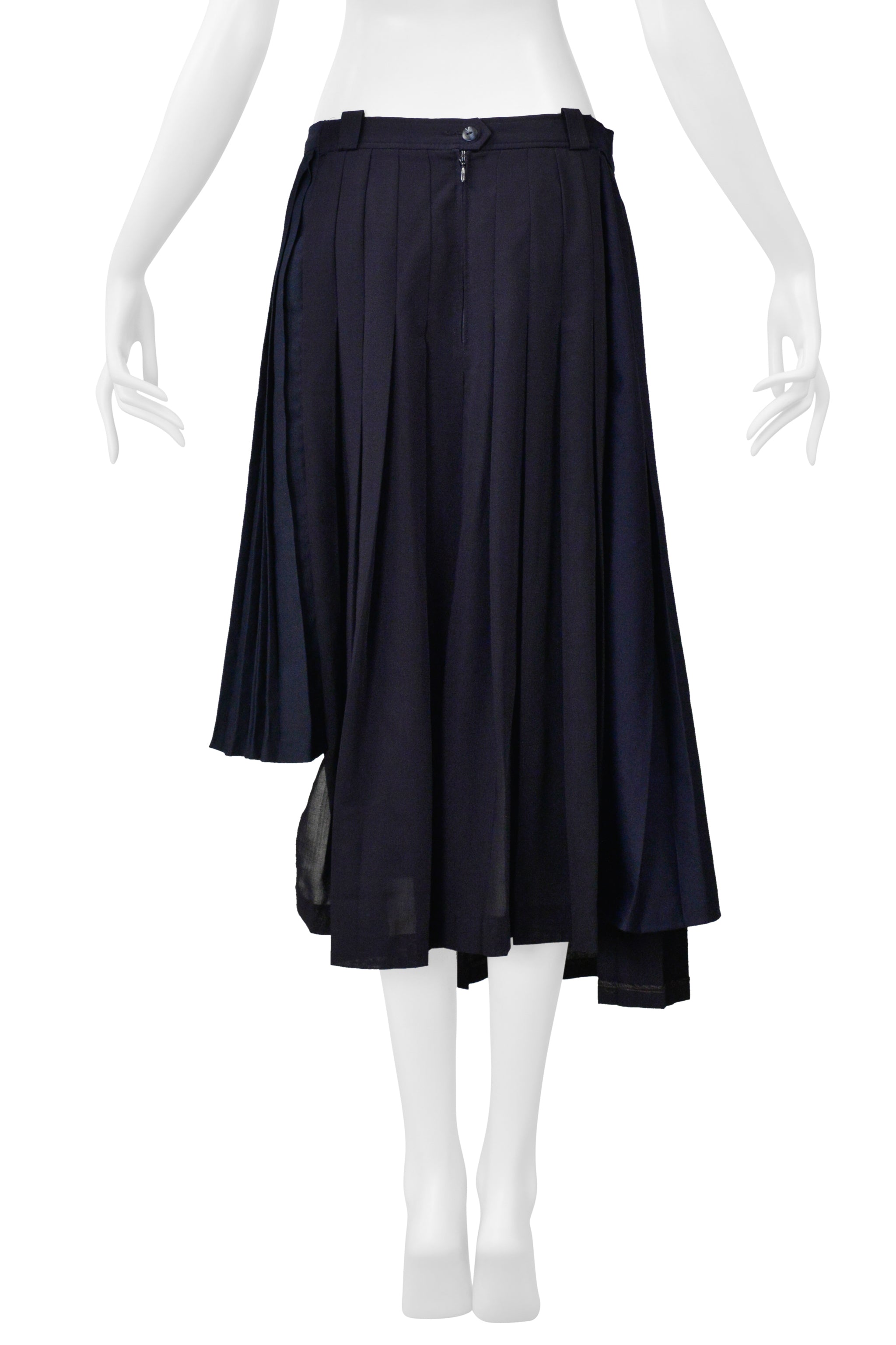 MAISON MARTIN MARGIELA ARTISANAL NAVY BLUE PLEATED OVERSIZED SKIRT SS 2001