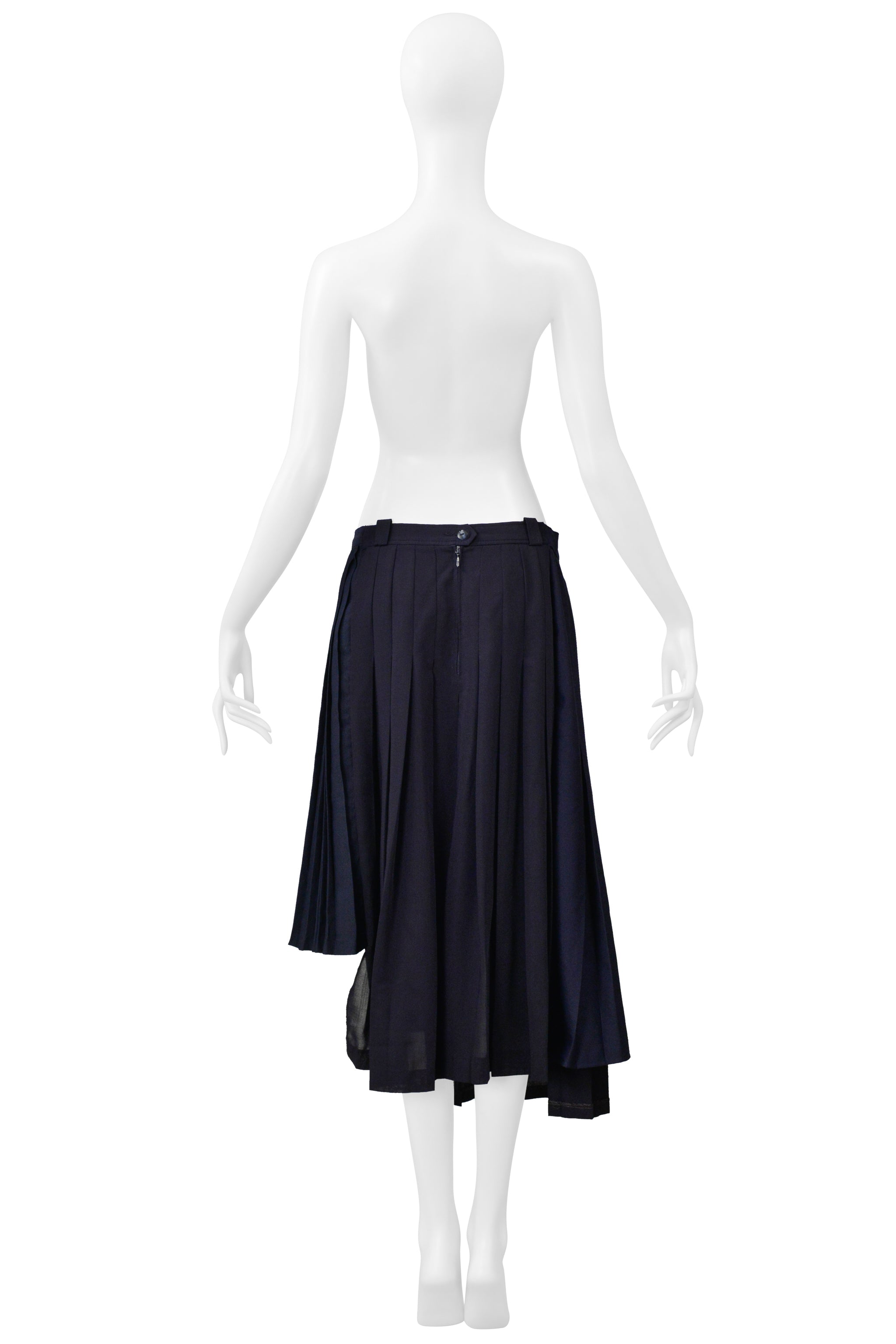 MAISON MARTIN MARGIELA ARTISANAL NAVY BLUE PLEATED OVERSIZED SKIRT SS 2001