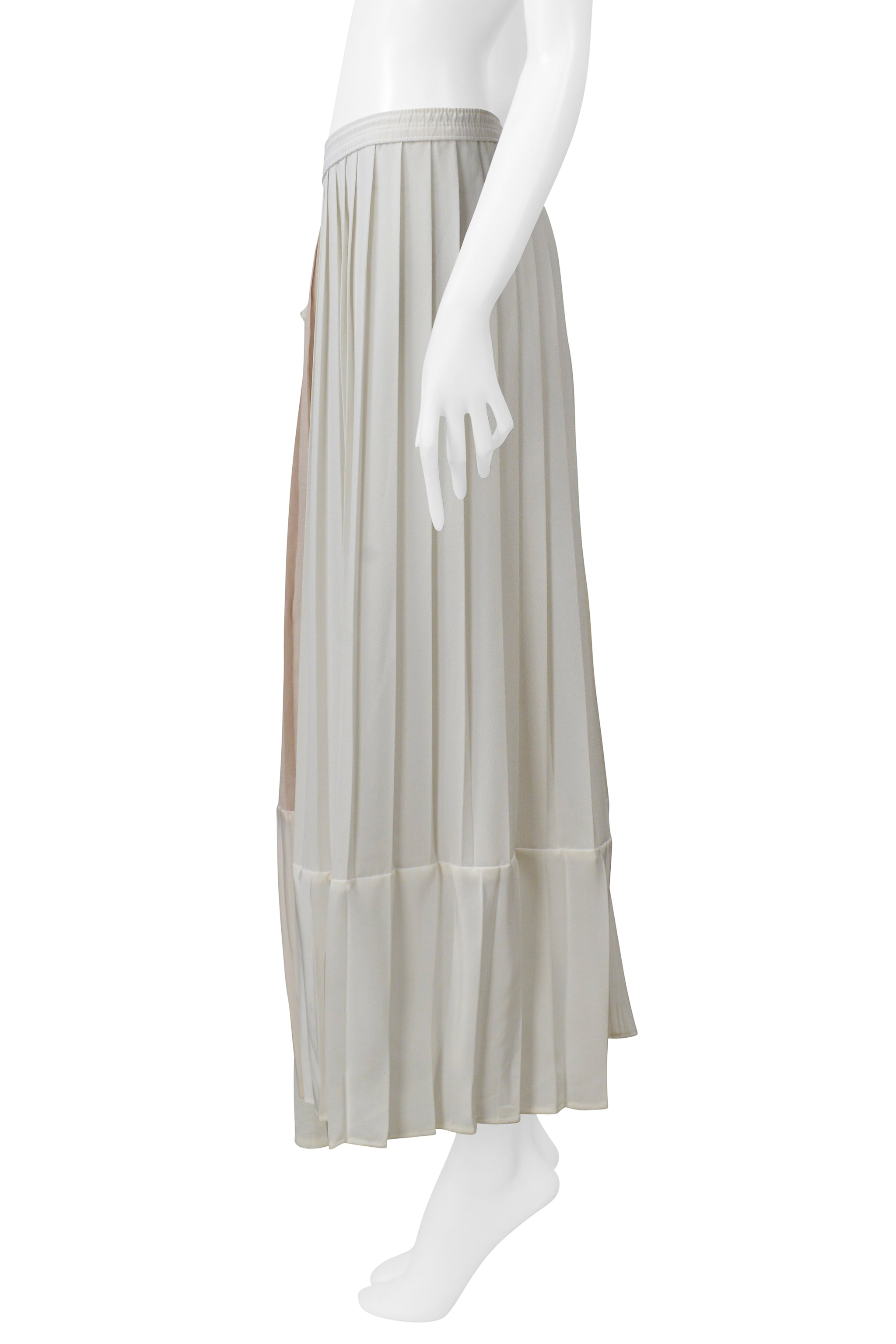 MAISON MARTIN MARGIELA ARTISANAL OFF WHITE PLEATED SKIRT WITH VINTAGE PANELS SS 2001