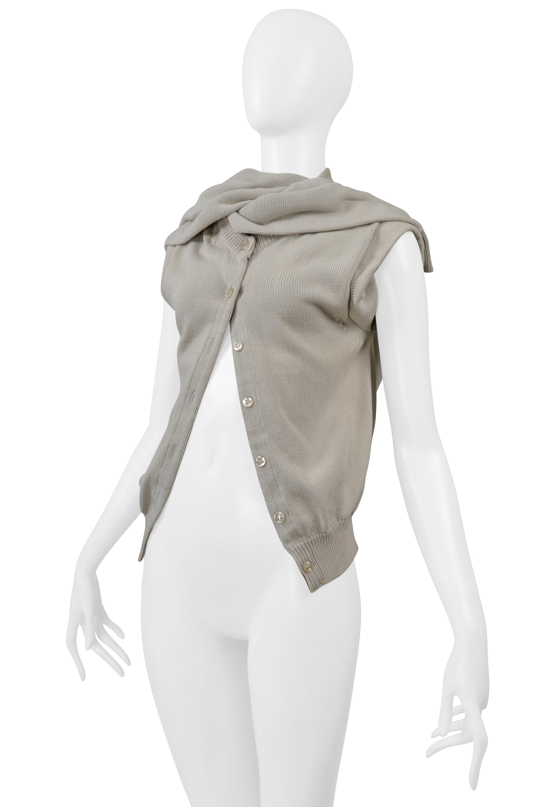 MAISON MARTIN MARGIELA GRAY KNIT CARDIGAN WITH DETACHED SLEEVES SS 2001