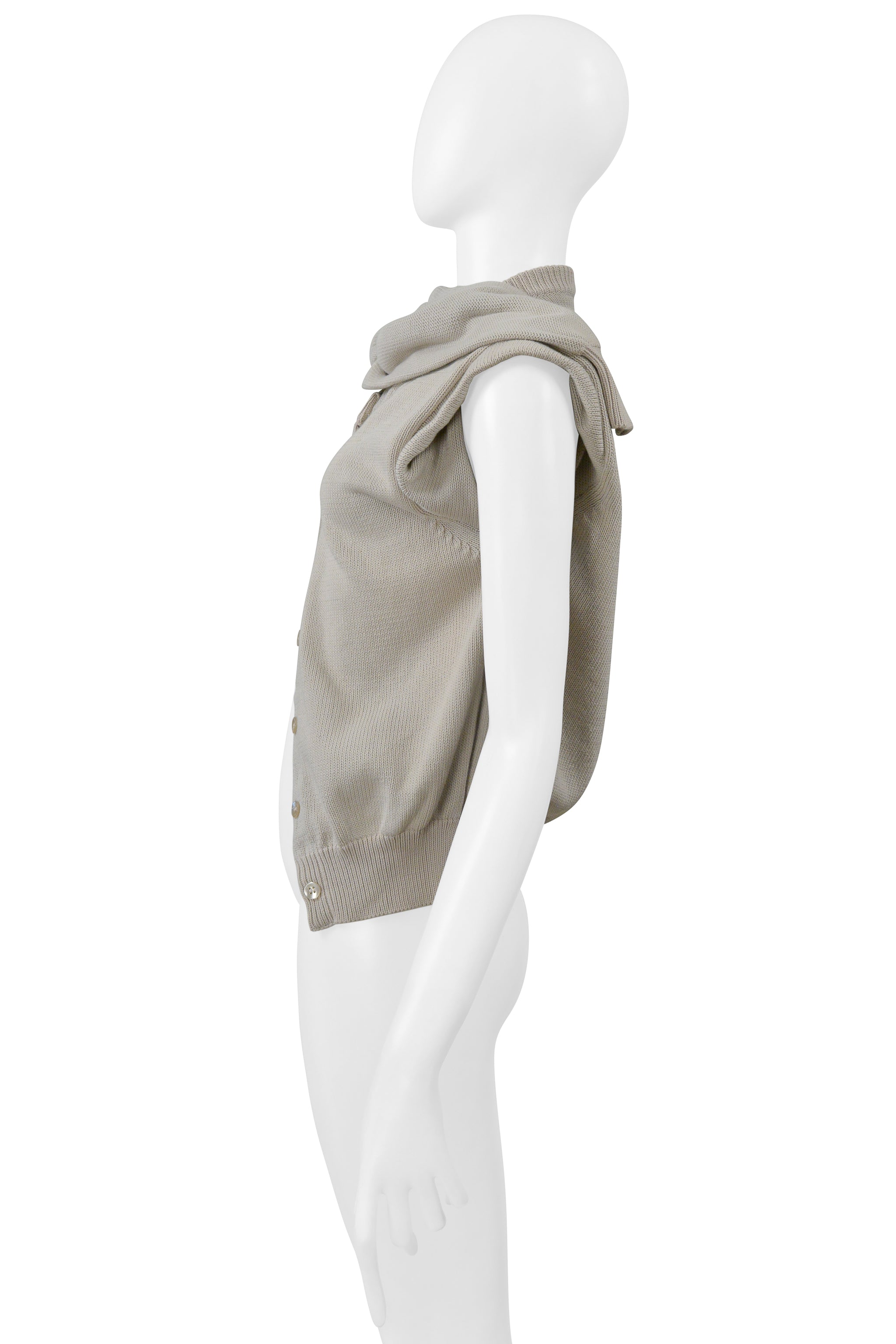 MAISON MARTIN MARGIELA GRAY KNIT CARDIGAN WITH DETACHED SLEEVES SS 2001