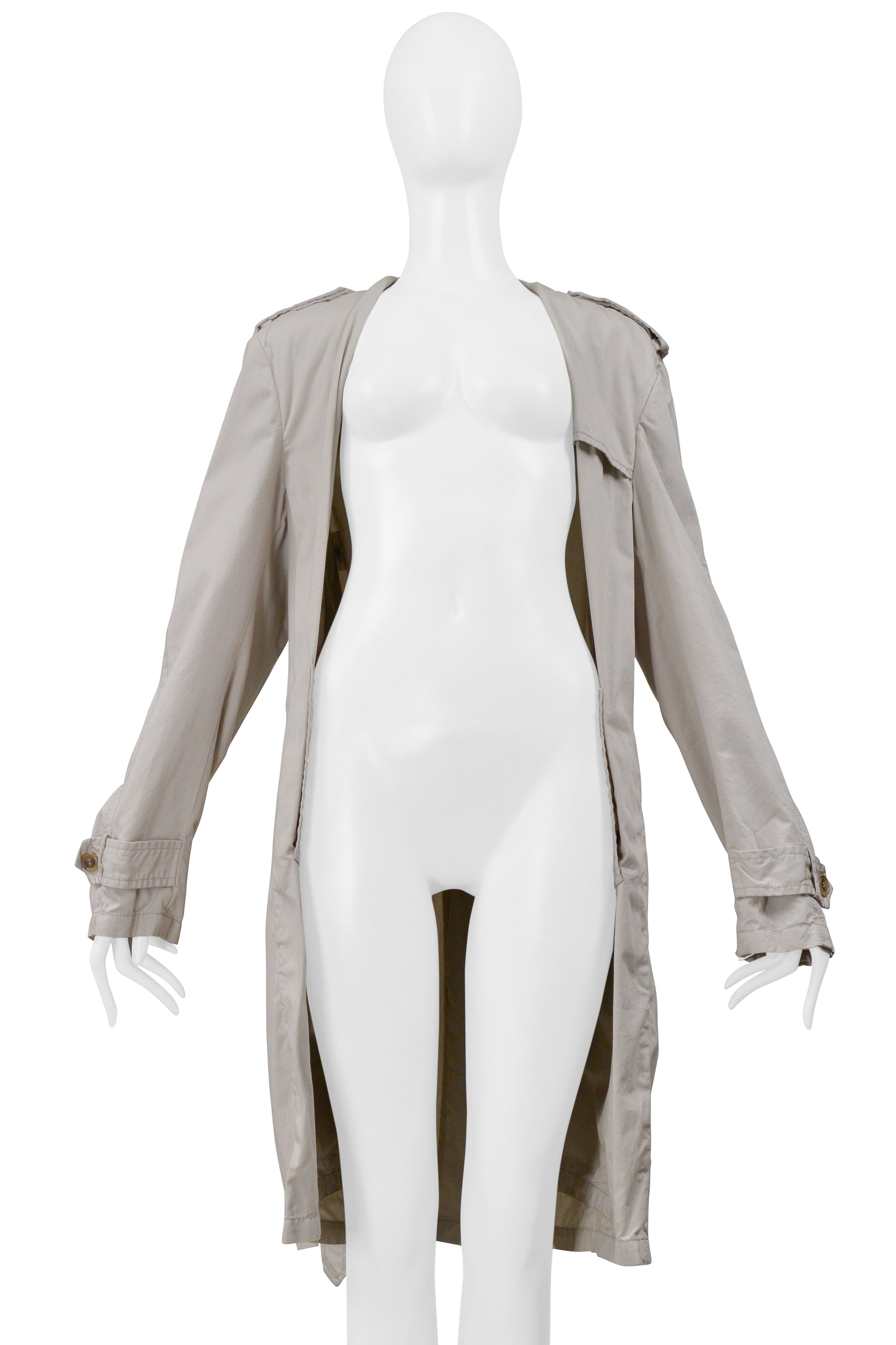 MAISON MARTIN MARGIELA KHAKI DECONSTRUCTED AND FOLDED TRENCH COAT WITH HIDDEN LAPELS 2001