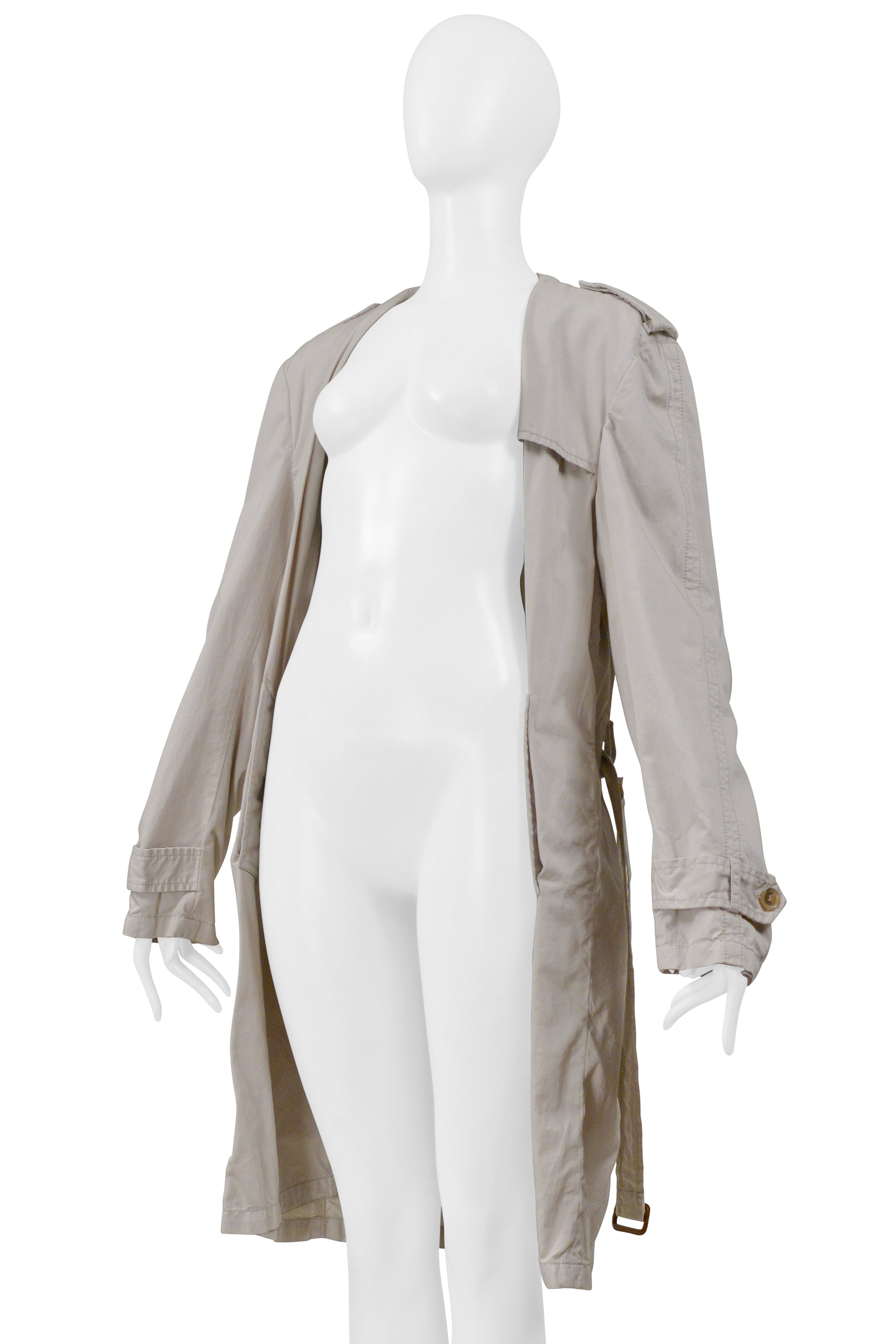 MAISON MARTIN MARGIELA KHAKI DECONSTRUCTED AND FOLDED TRENCH COAT WITH HIDDEN LAPELS 2001