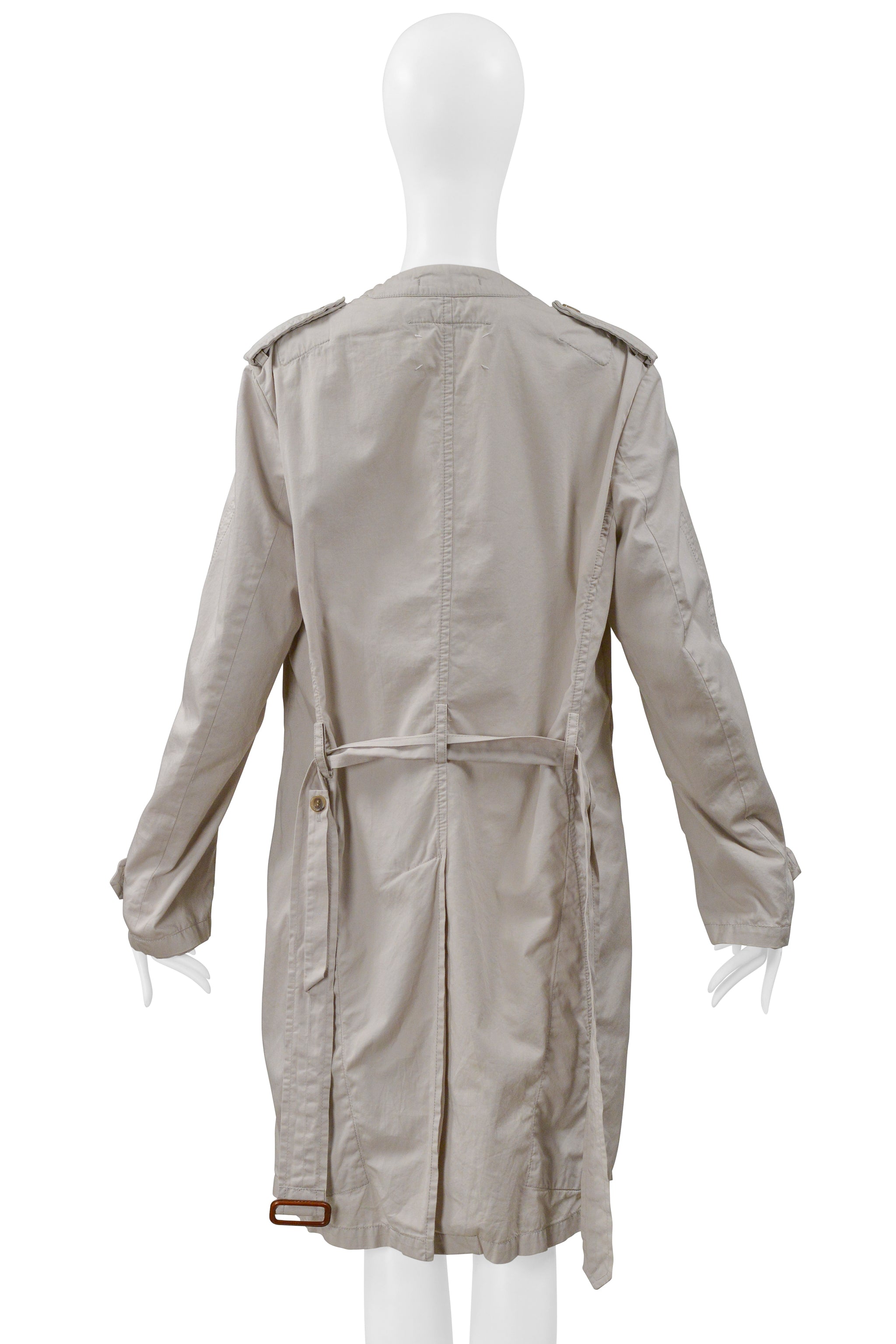 MAISON MARTIN MARGIELA KHAKI DECONSTRUCTED AND FOLDED TRENCH COAT WITH HIDDEN LAPELS 2001