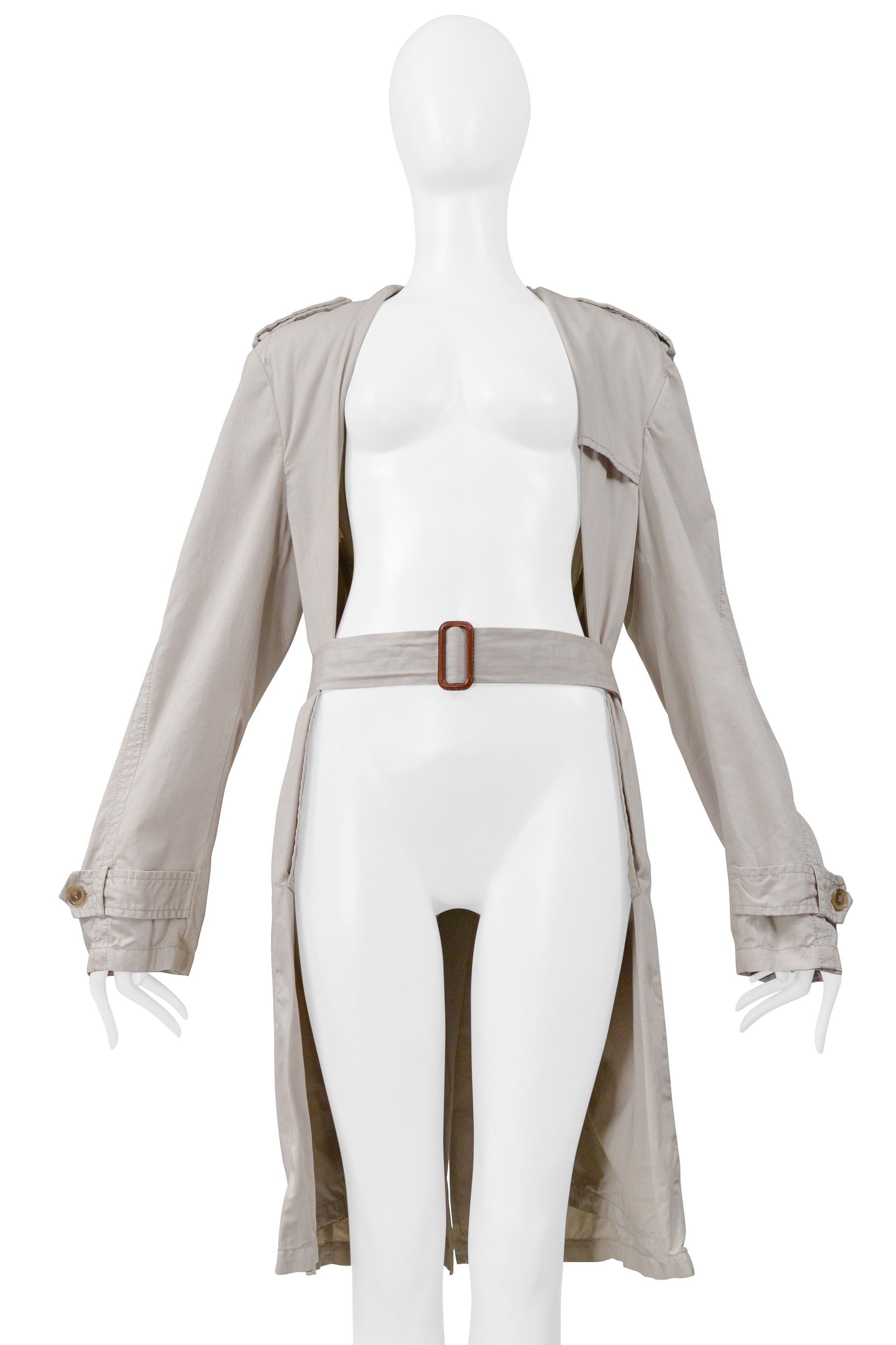 MAISON MARTIN MARGIELA KHAKI DECONSTRUCTED AND FOLDED TRENCH COAT WITH HIDDEN LAPELS 2001