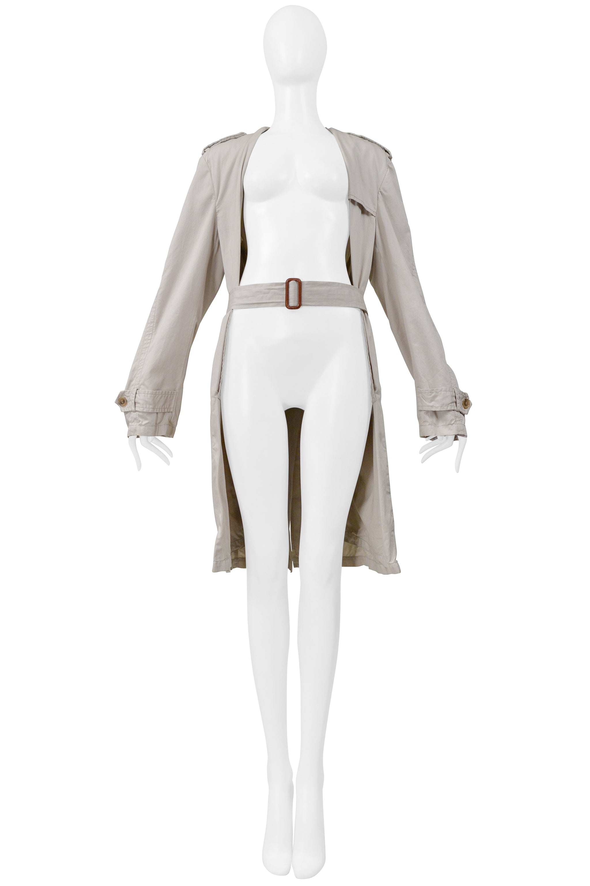 MAISON MARTIN MARGIELA KHAKI DECONSTRUCTED AND FOLDED TRENCH COAT WITH HIDDEN LAPELS 2001